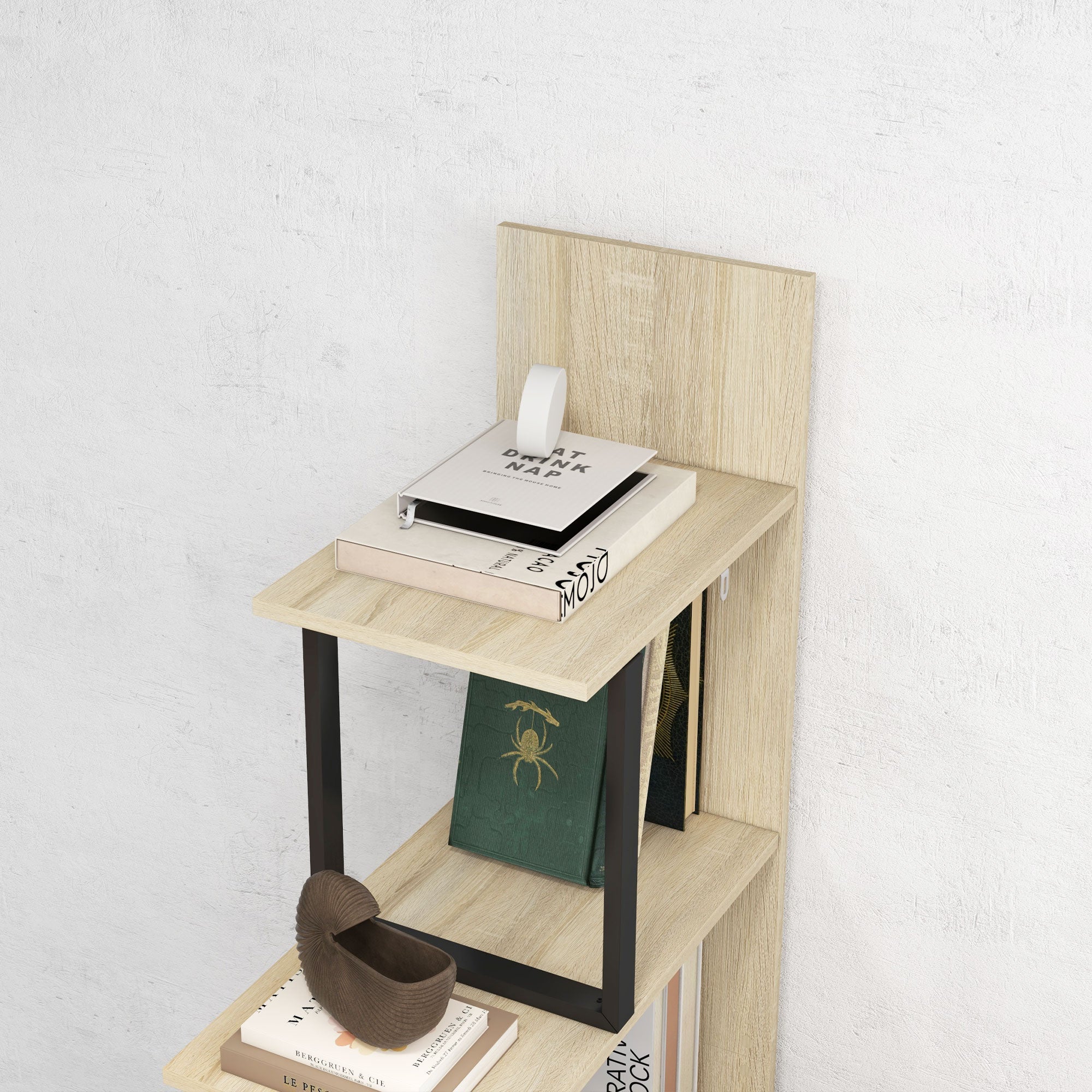 Industrial Style Stepped Bookcase Room Divider with 5 Shelves 102 x 30 x 160 cm Oak