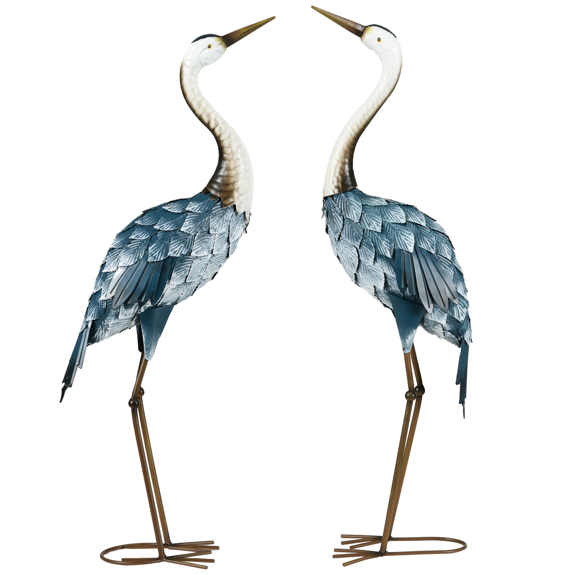 2-Piece Garden Statue Cranes, 72.5/74 cm Garden Figure, Weather-Resistant Outdoor Ornament, Sculpture, Garden Decor for Balcony, Terrace