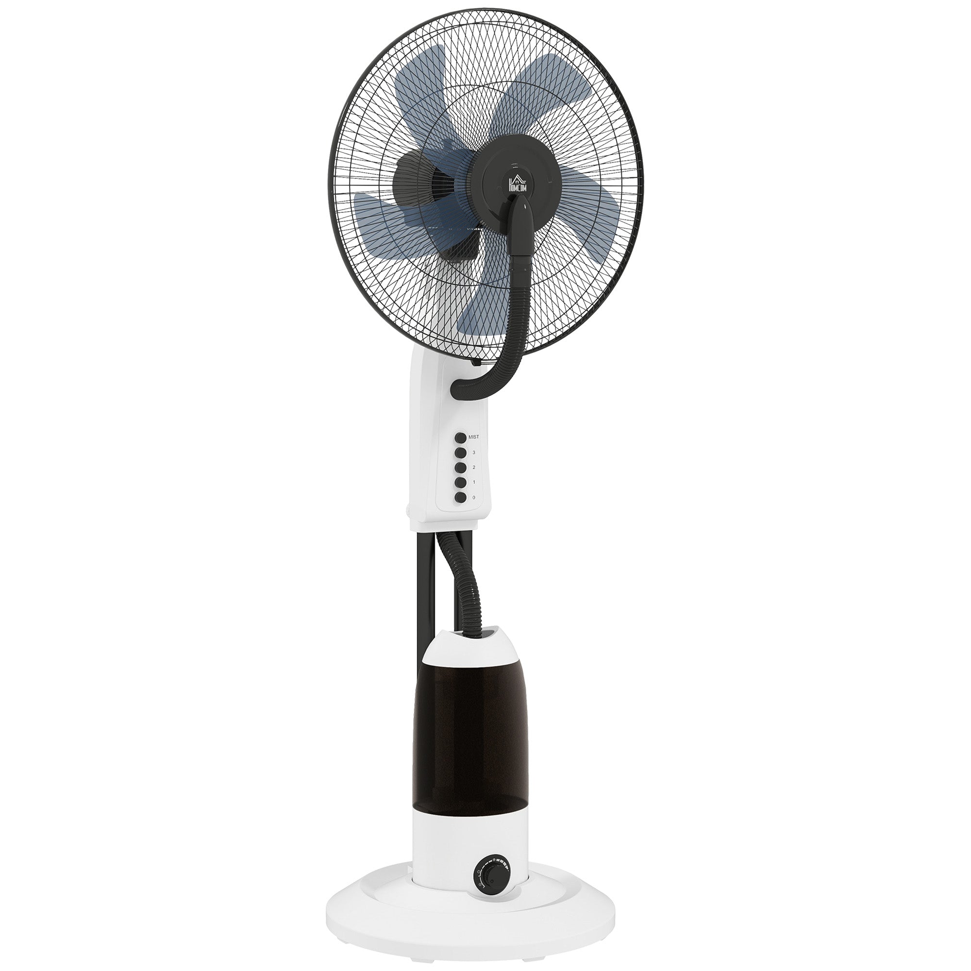 90W Quiet Mist Fan, 120cm Stand Fan with 3 Speeds, 70° Oscillation, Adjustable Head, 2.8L Water Tank, White