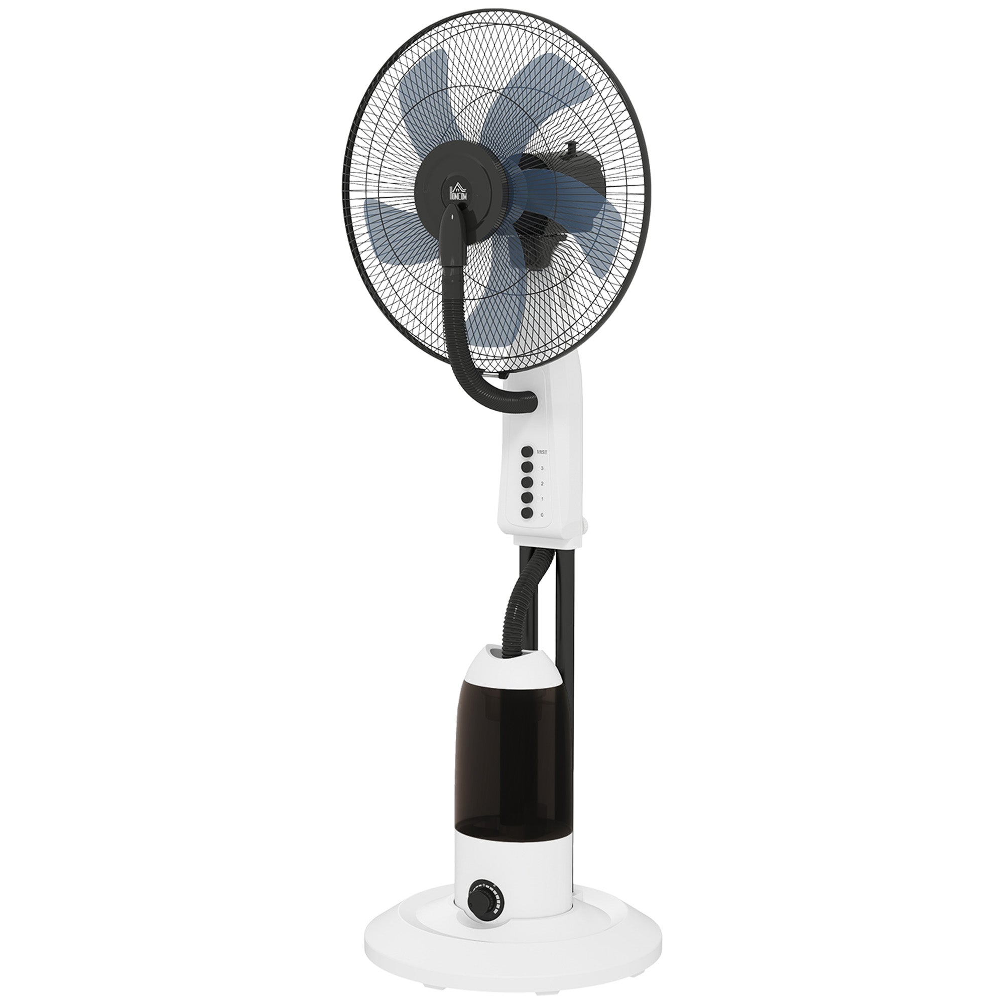 90W Quiet Mist Fan, 120cm Stand Fan with 3 Speeds, 70° Oscillation, Adjustable Head, 2.8L Water Tank, White