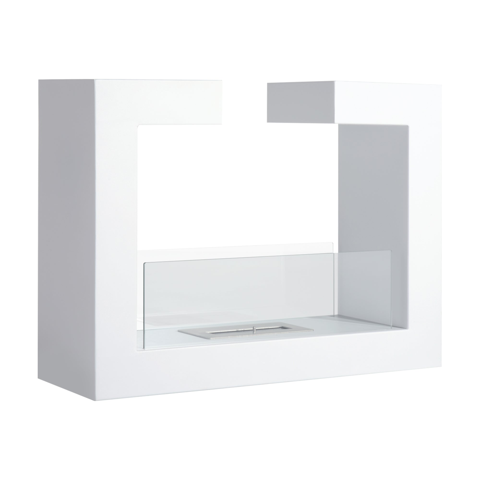 Tabletop Bioethanol Fireplace 2000W in Stainless Steel Odorless with Glass 78 x 25 x 58 cm White