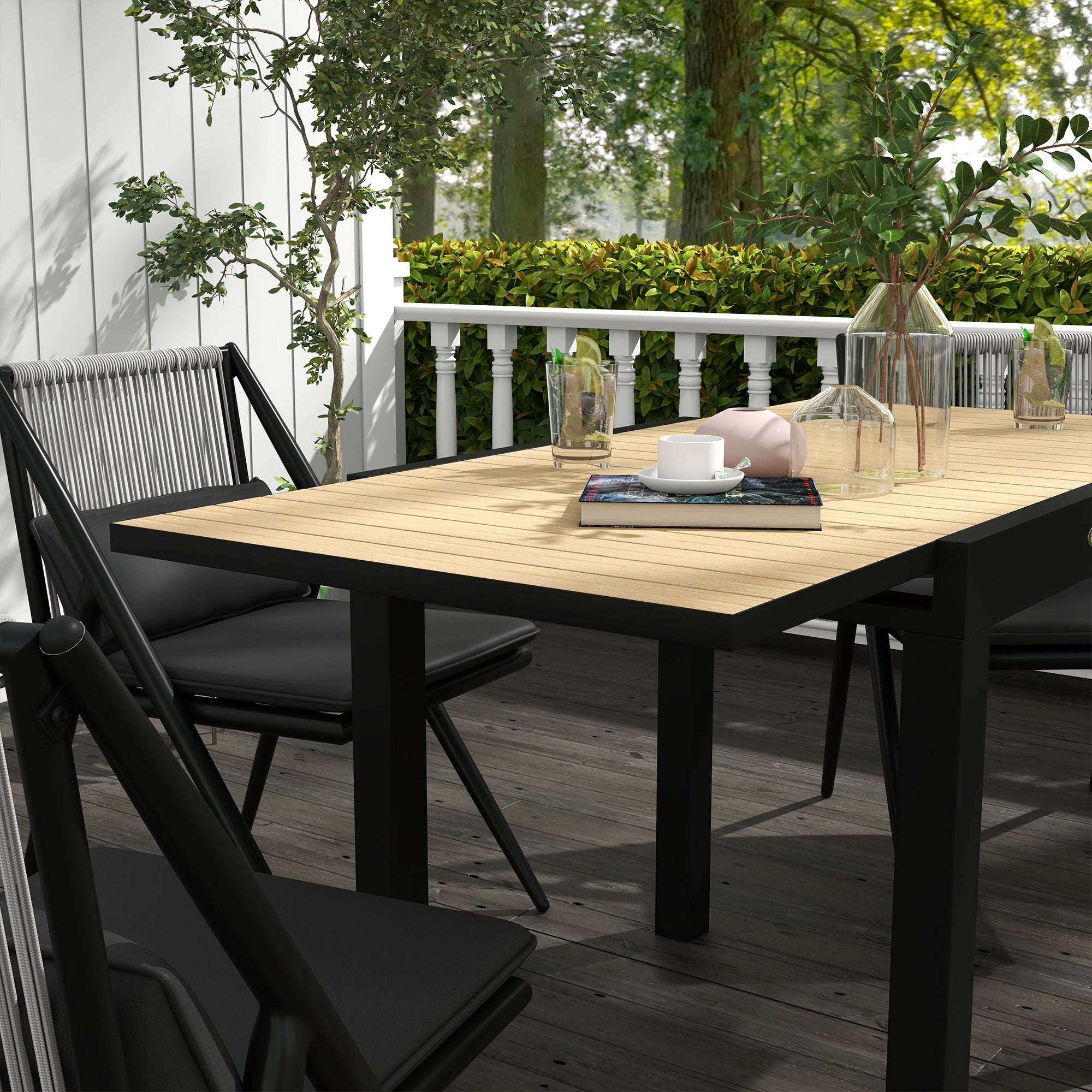Garden Table Dining Table for 6 People Patio Table Expandable Balcony Table up to 70 kg Load Capacity Aluminum Yellow 81/162 x 80 x 75 cm