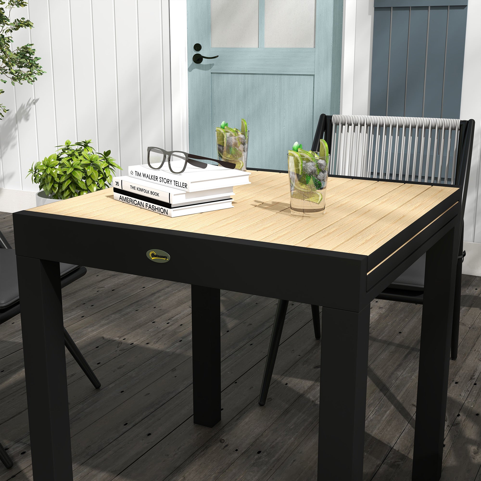Garden Table Dining Table for 6 People Patio Table Expandable Balcony Table up to 70 kg Load Capacity Aluminum Yellow 81/162 x 80 x 75 cm