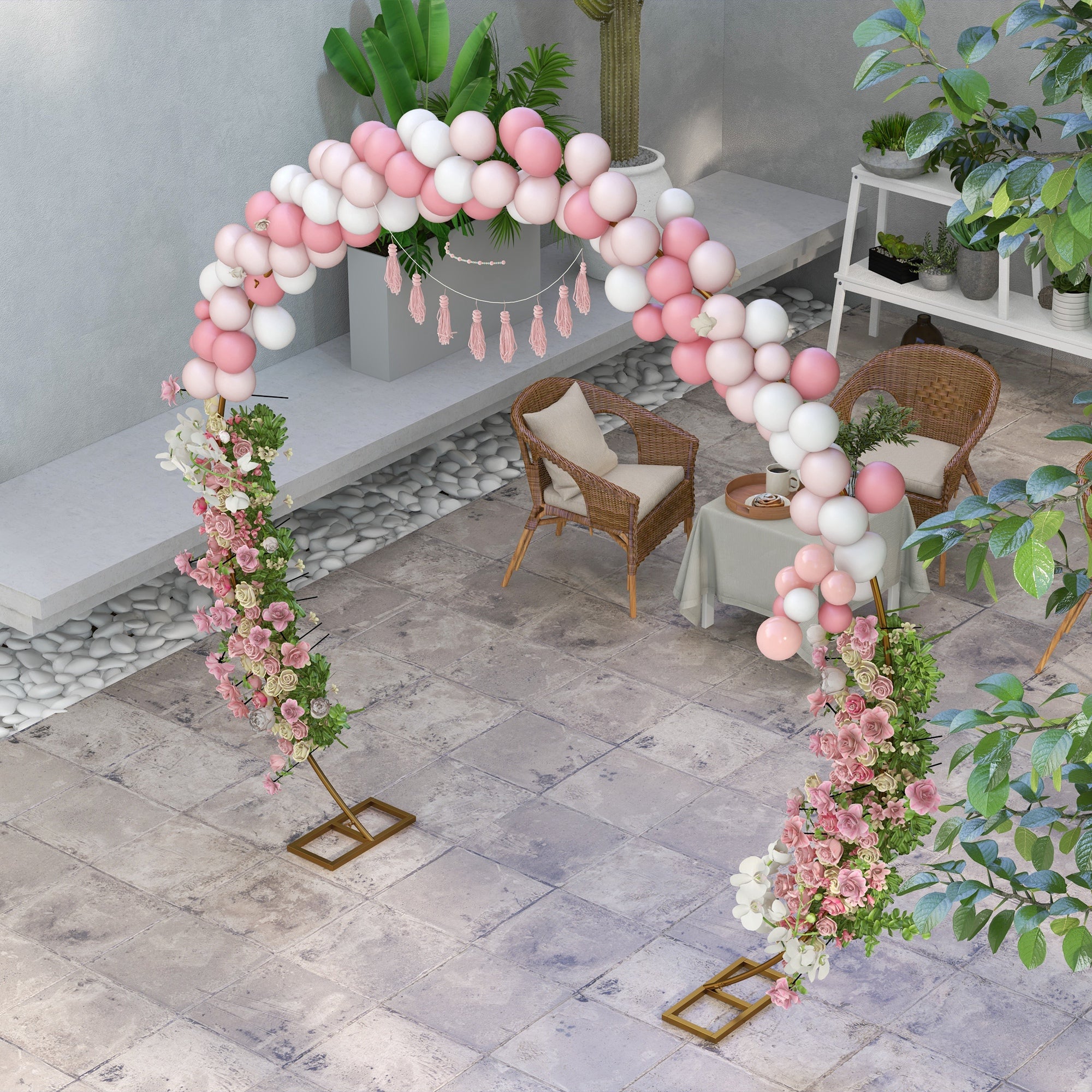 Golden Steel Wedding Balloon Arch for Climbing Plants for Wedding, Anniversary, Ceremony, and Banquet