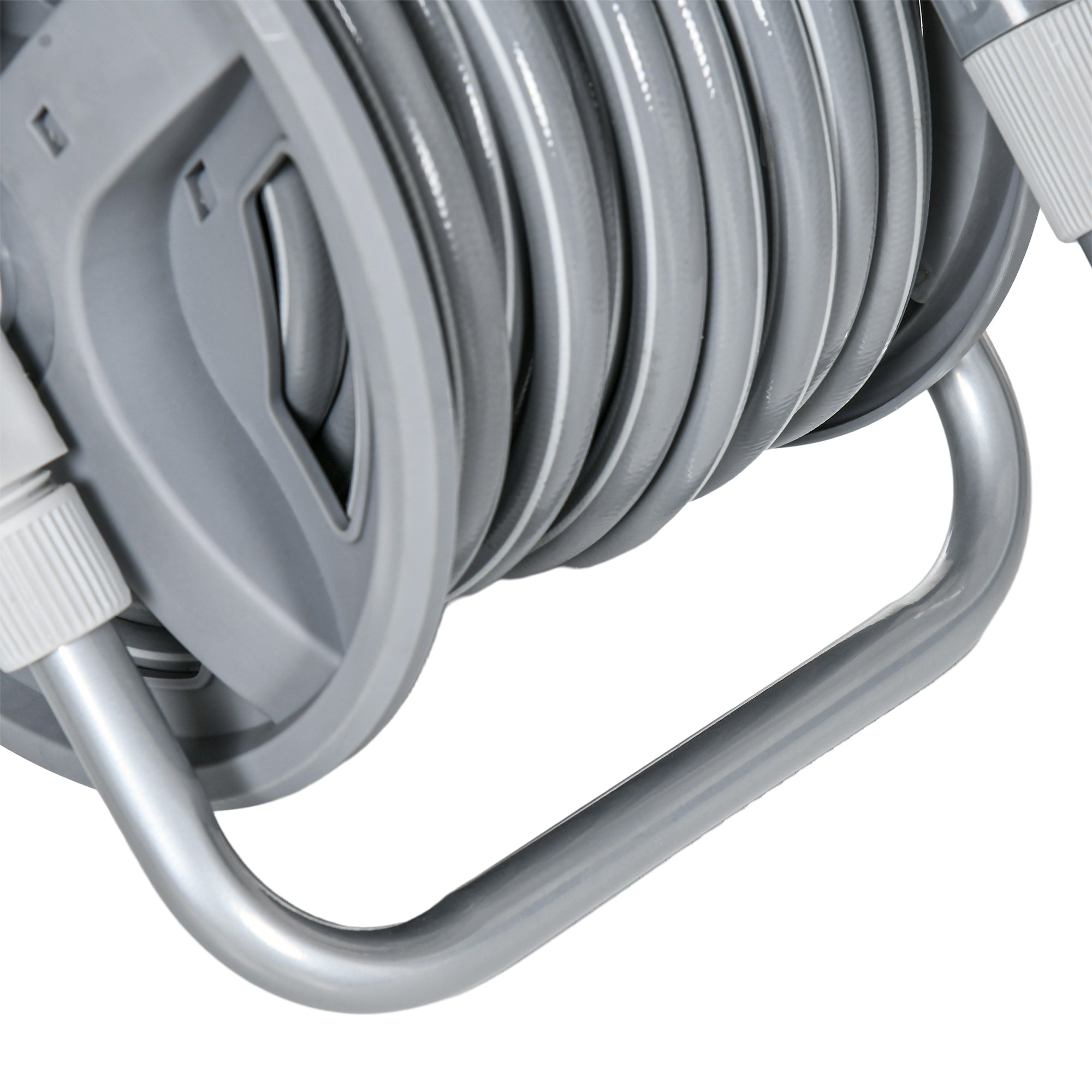 Hose Reel with 20m Hose and 2m Inlet, Adjustable 2-in-1 Spray Nozzle, Wall-Mounted or Free-Standing