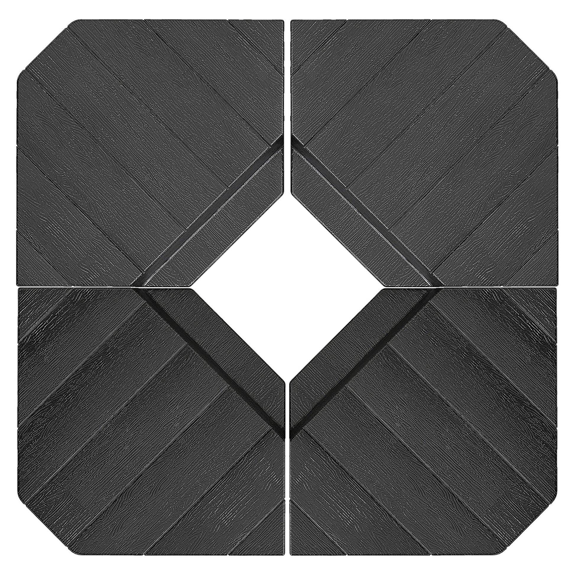 Umbrella Stand 4-Piece Umbrella Weight Wood-look, Cantilever Umbrella Stand, Ground Cross Fillable with Sand/Water up to 20/15 kg Cantilever Umbrella Stand Weights Umbrella Base HDPE Black