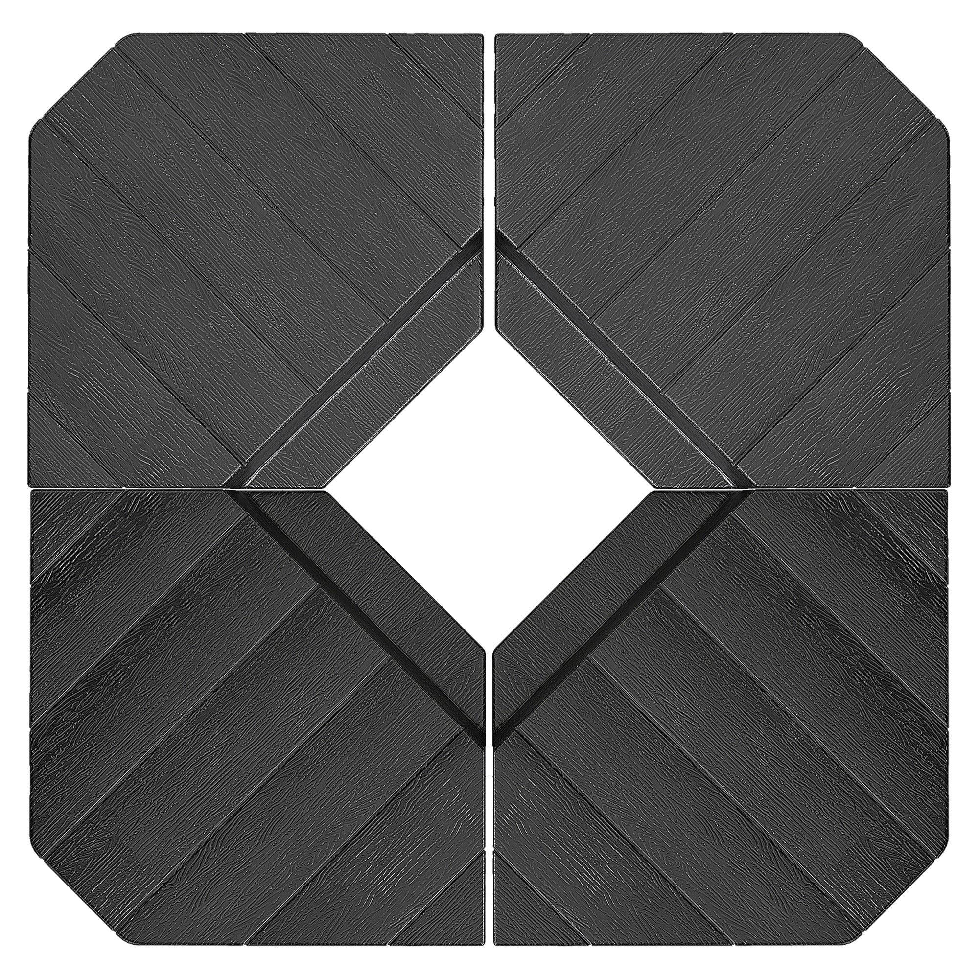 Umbrella Stand 4-Piece Umbrella Weight Wood-look, Cantilever Umbrella Stand, Ground Cross Fillable with Sand/Water up to 20/15 kg Cantilever Umbrella Stand Weights Umbrella Base HDPE Black