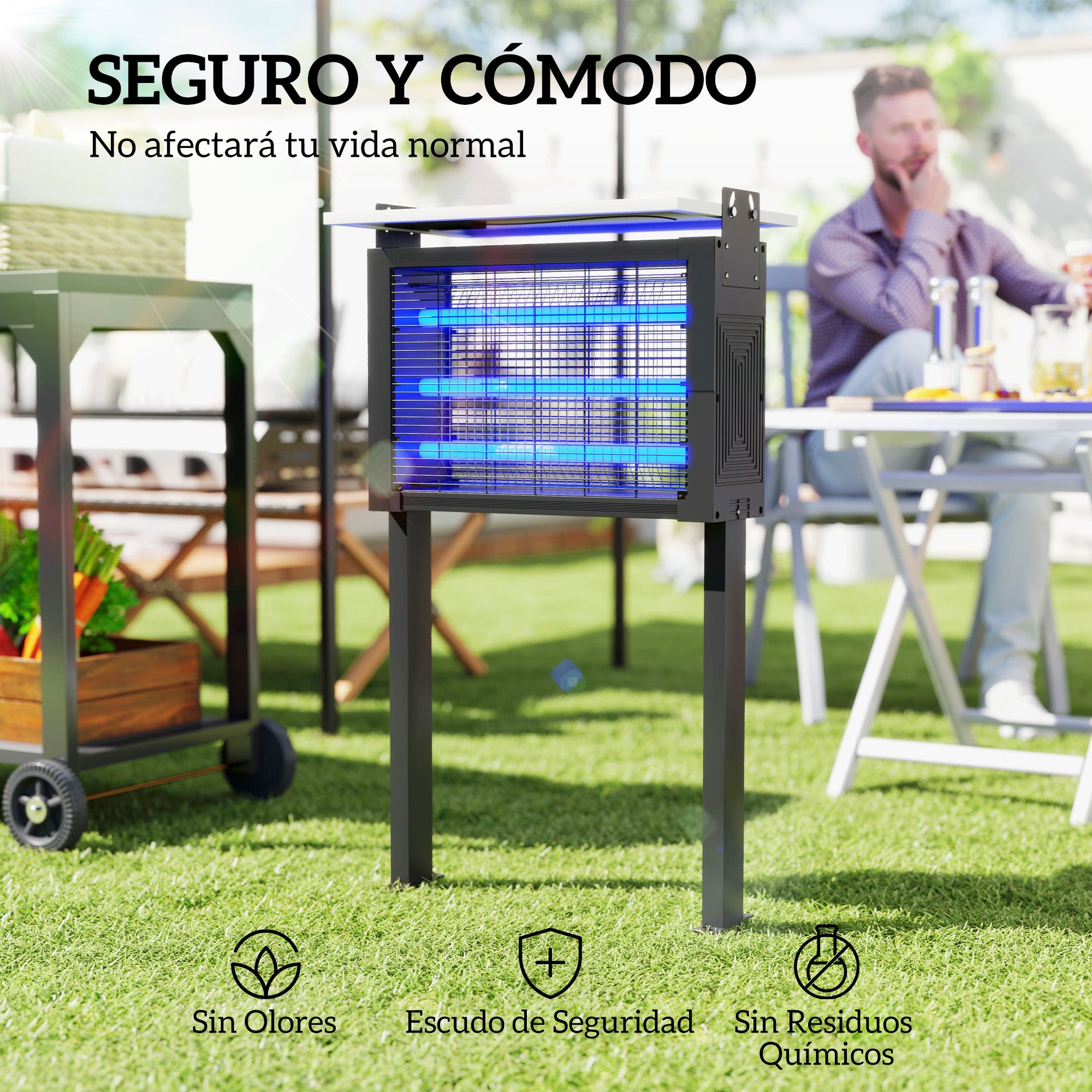Electric Mosquito Lamp with LED Lights Electric Mosquito Killer 25W for Outdoor Effect 200 m² with Adjustable Panel Support UV Insect Repellent Lamp Flies Moths