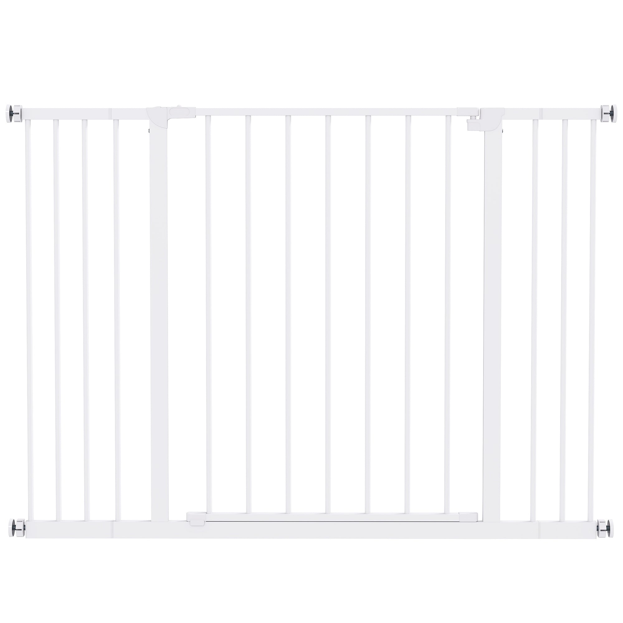 Door Safety Gate Stair Safety Gate with 10/15 cm Extension Door Gate without Drilling Stair Gate for Widths 76-82/86-97/101-107 cm One-Hand Opening Steel White