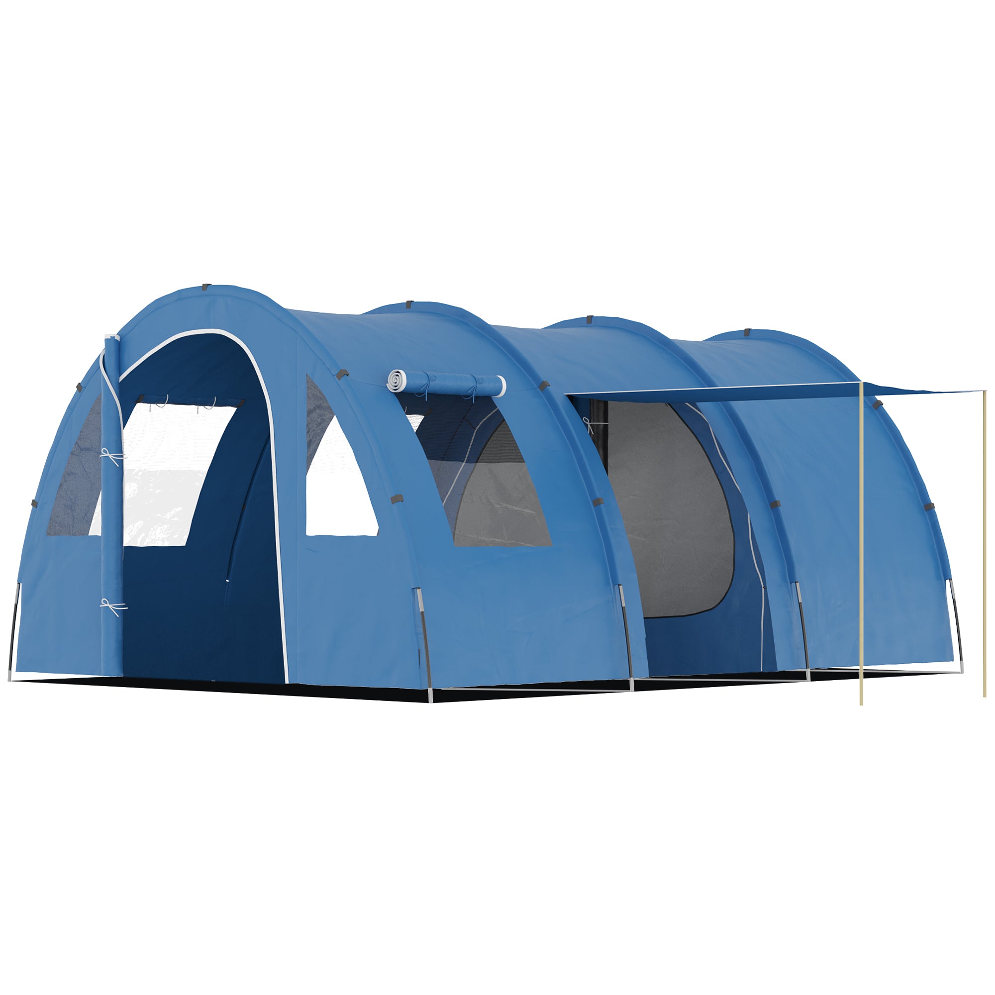 Camping Tent for 5-6 People with 2 Doors, Windows, and Storage Pockets Included, 475x315x215 cm, Blue
