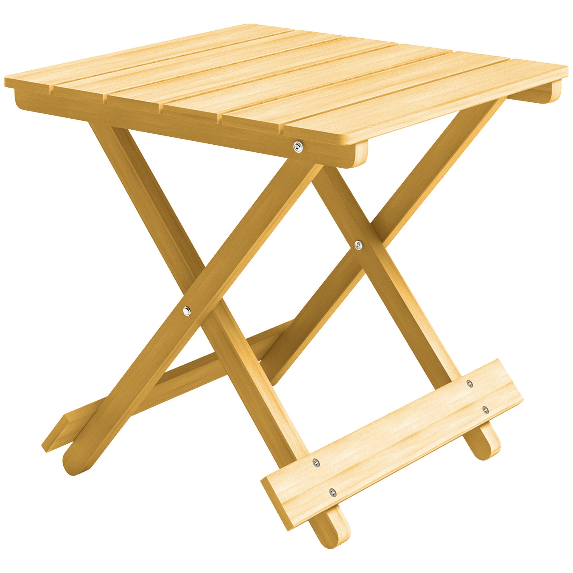 Solid Wood Folding Coffee Table, Folding Side Table, Lightweight, Slatted Top, for Balcony, Garden, Terrace, 40 x 43 x 40 cm, Natural Wood