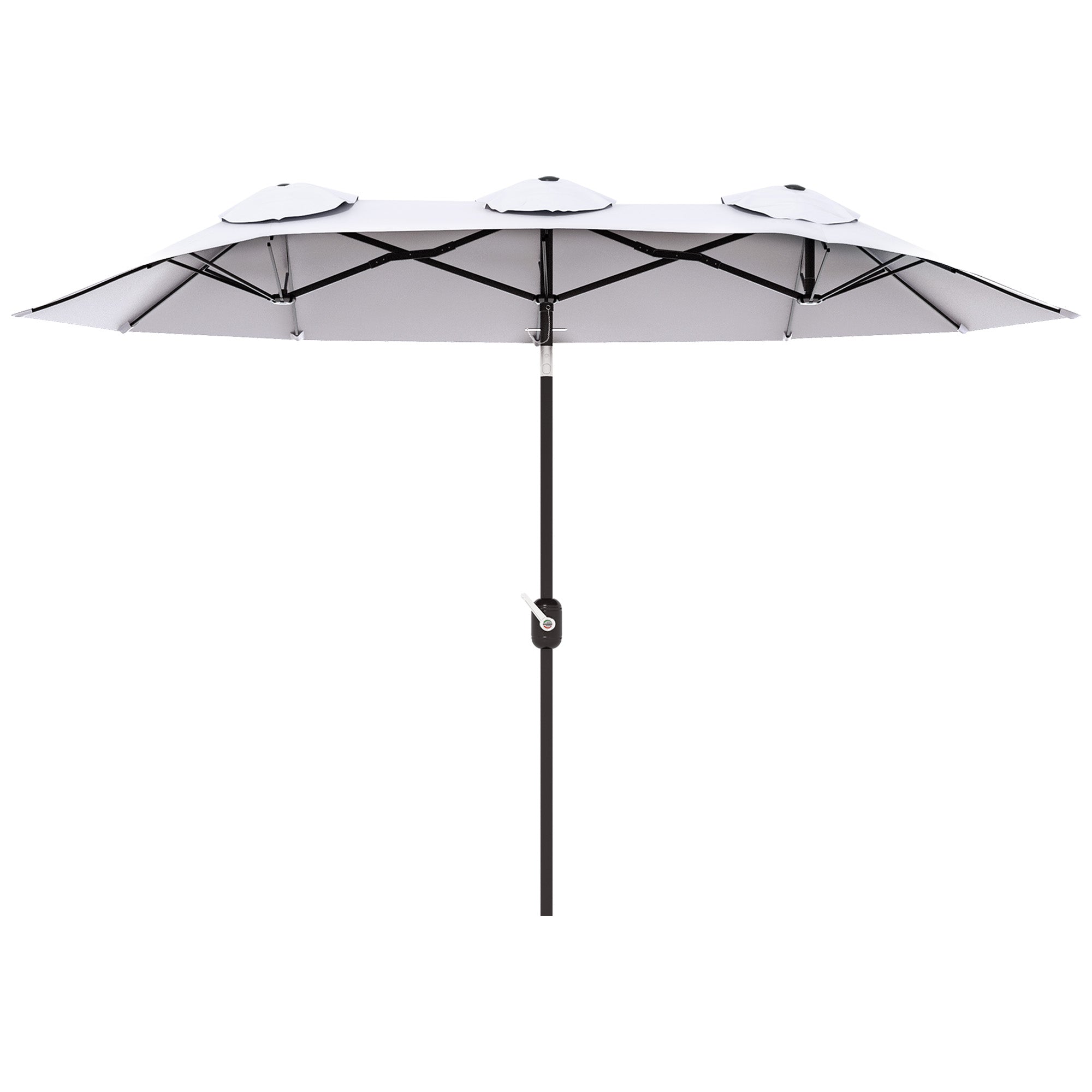 Double Garden Umbrella with 45° Tilt Crank and 3 Air Vents, Outdoor Umbrella in Steel and Polyester, 295x152x222 cm, Cream