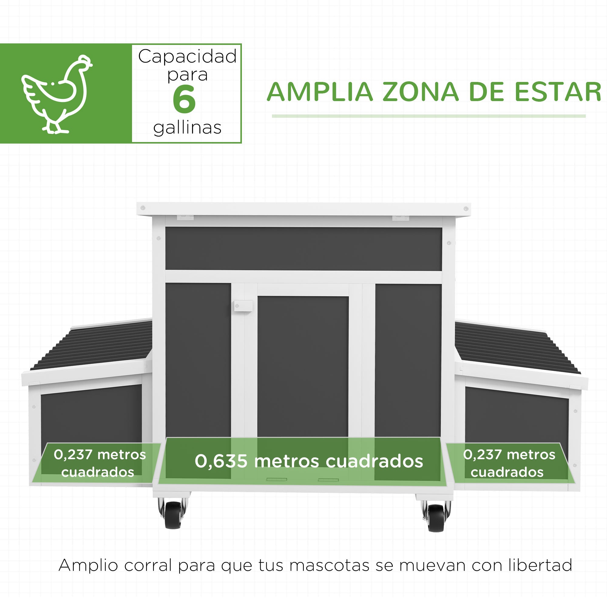 Wooden Chicken Coop 147x93.5x89.5 cm Outdoor Chicken Coop with Window Door Nest Removable Tray and Perches Cage for 1-6 Chickens Dark Gray
