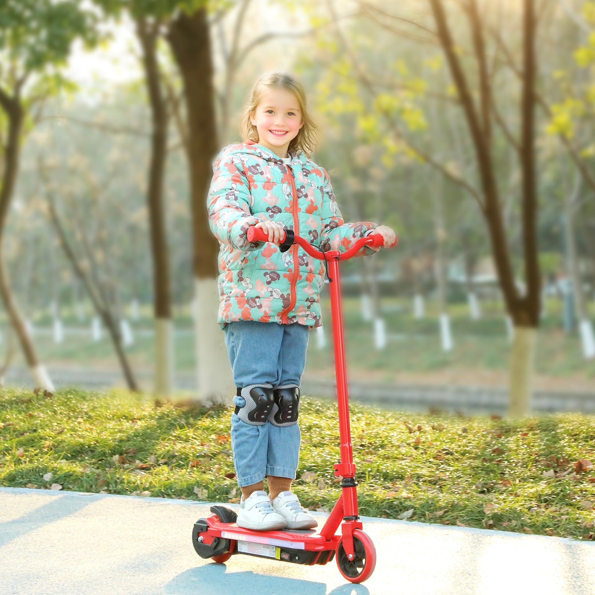Electric Scooter for Kids 6-14 Years Electric Scooter Max. 10 km/h 80 W Motor Maximum Range 8 km Children's Electric Scooter with LED Lights Red Rear Brake