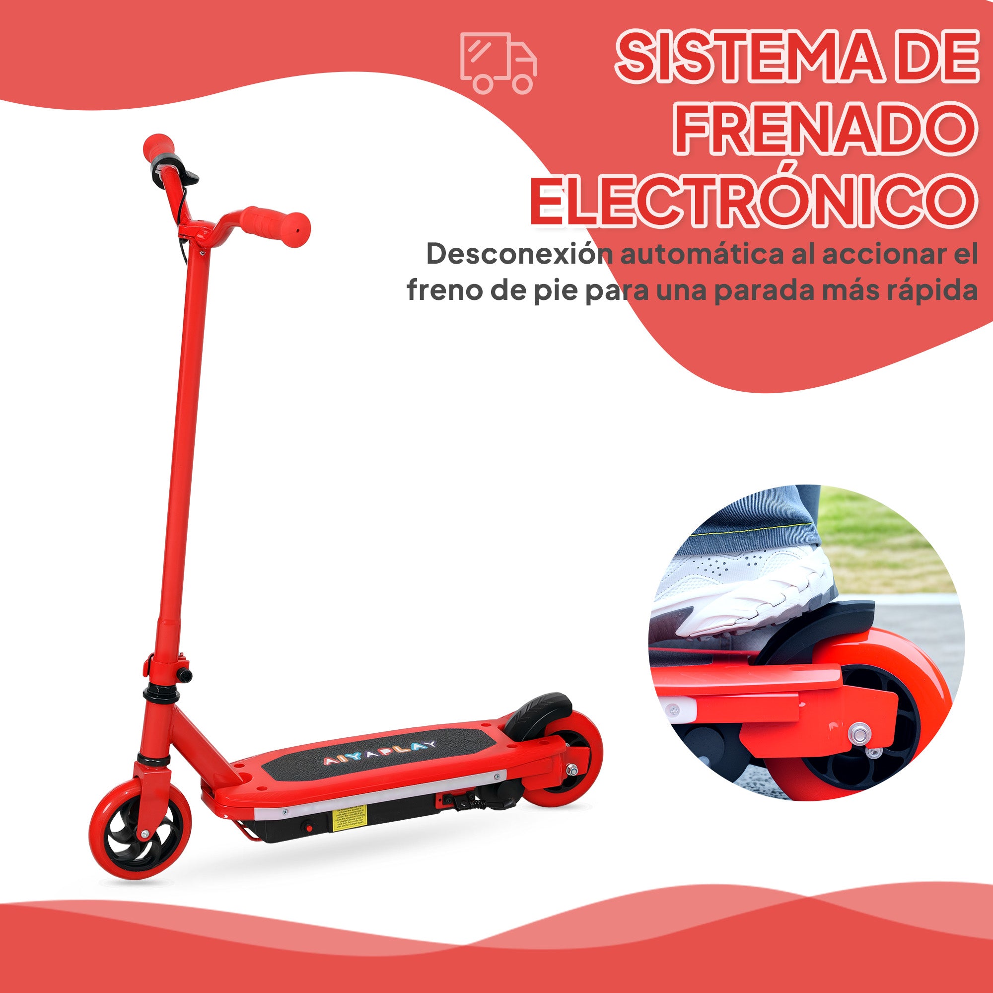 Electric Scooter for Kids 6-14 Years Electric Scooter Max. 10 km/h 80 W Motor Maximum Range 8 km Children's Electric Scooter with LED Lights Red Rear Brake