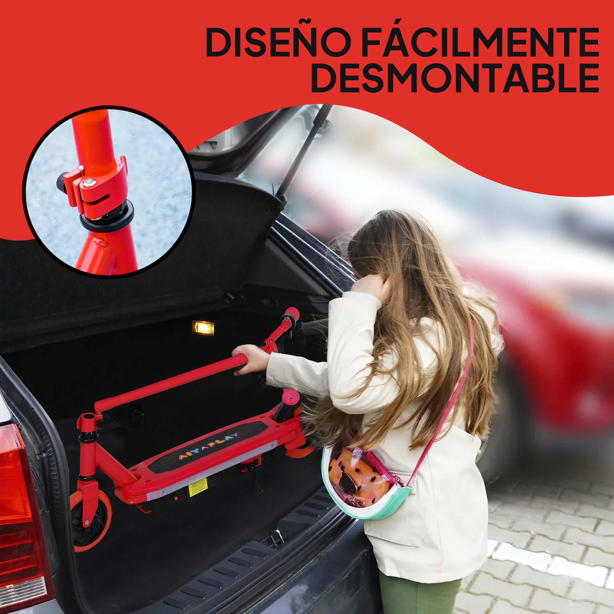 Electric Scooter for Kids 6-14 Years Electric Scooter Max. 10 km/h 80 W Motor Maximum Range 8 km Children's Electric Scooter with LED Lights Red Rear Brake