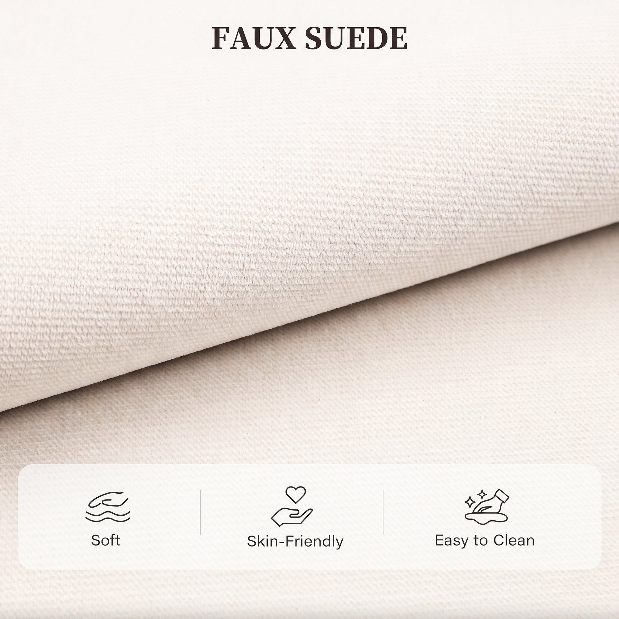 L-Shaped 3-Seater Sofa Bed with Reversible Chaise, Faux Suede, Storage, Cream