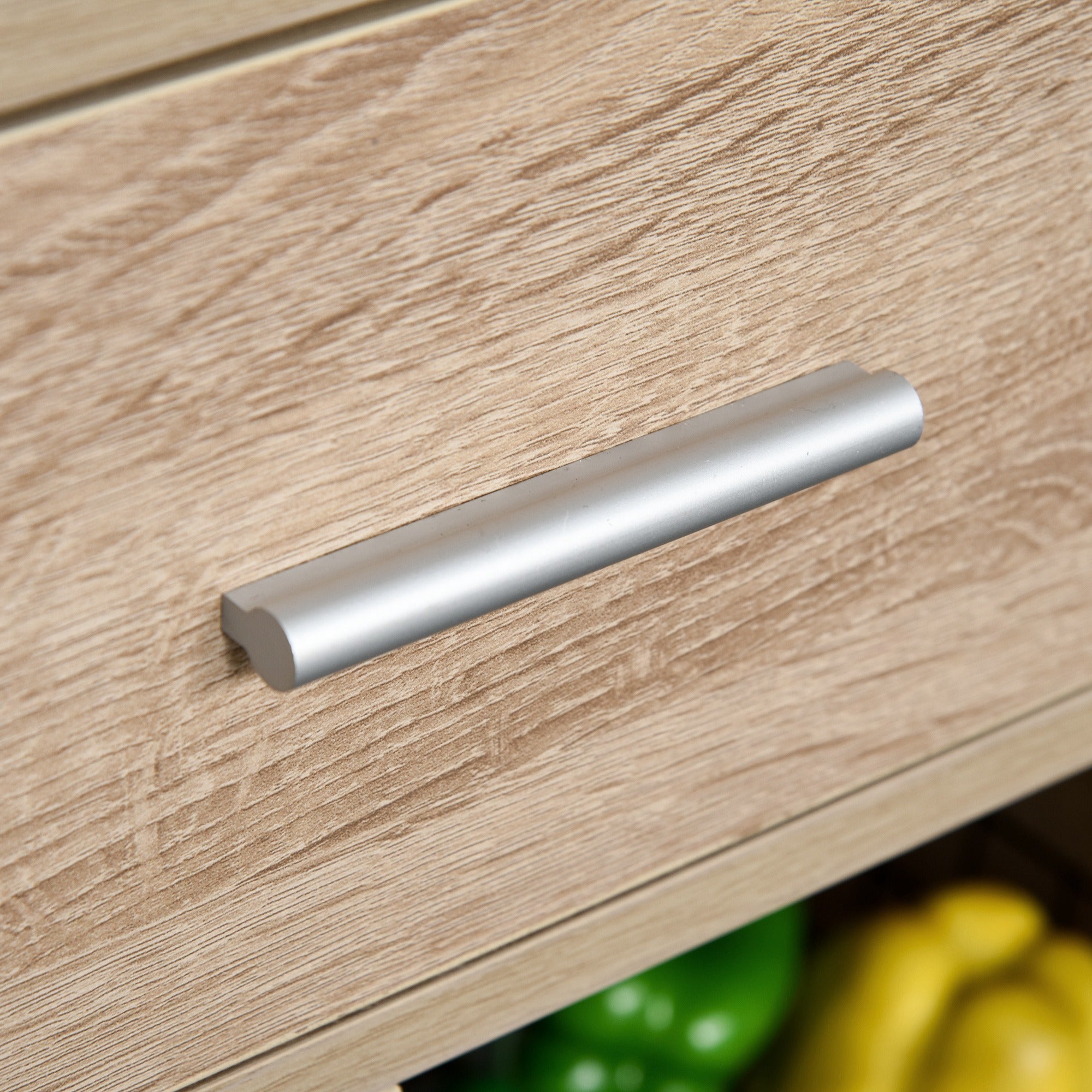 Kitchen Trolley for Microwave Storage Cabinet with 4 Wheels and Brakes Drawer Open Shelves Compartment with Door 60x40x108 cm Oak