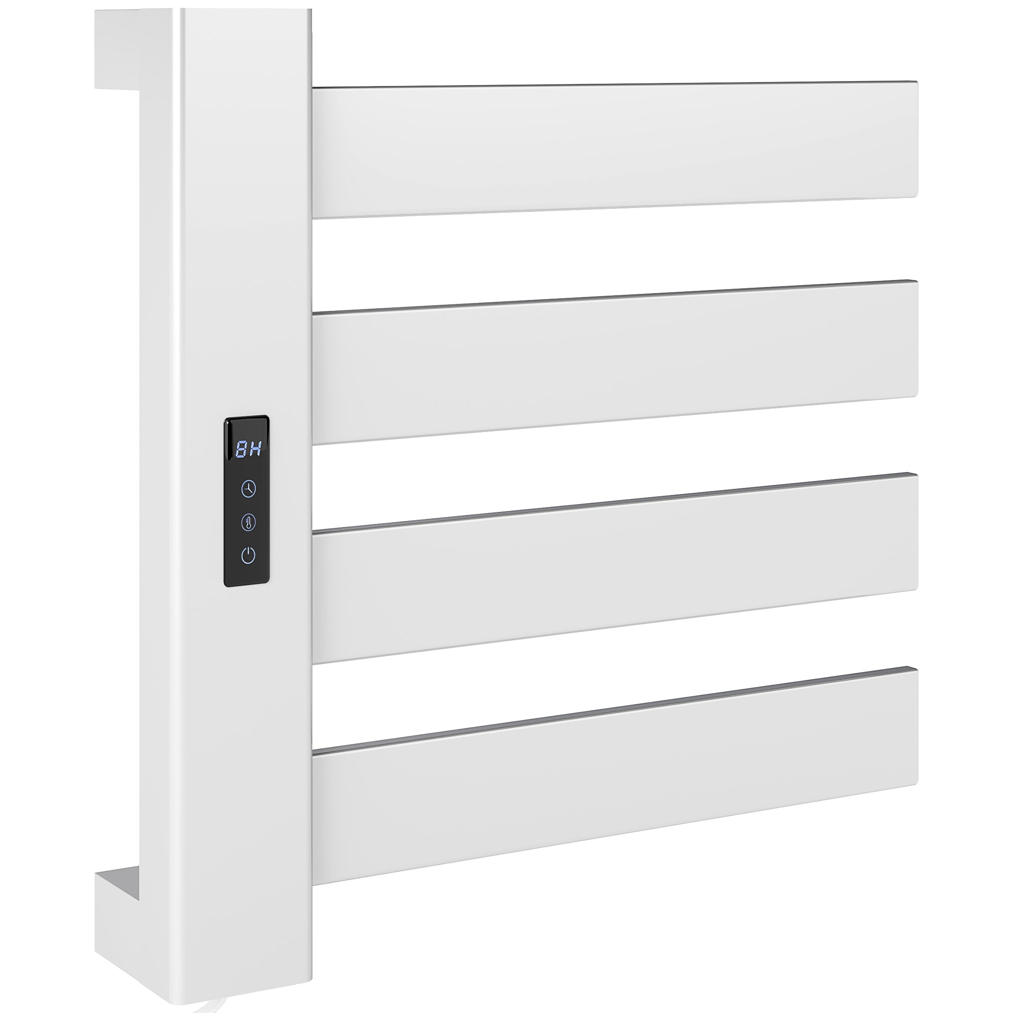 Wall-Mounted Electric Towel Warmer 130W Electric Towel Radiator Made of Aluminum Alloy with WIFI Control Touch Screen Timer 4 Bars Adjustable Temperature Low Consumption IPX4 White