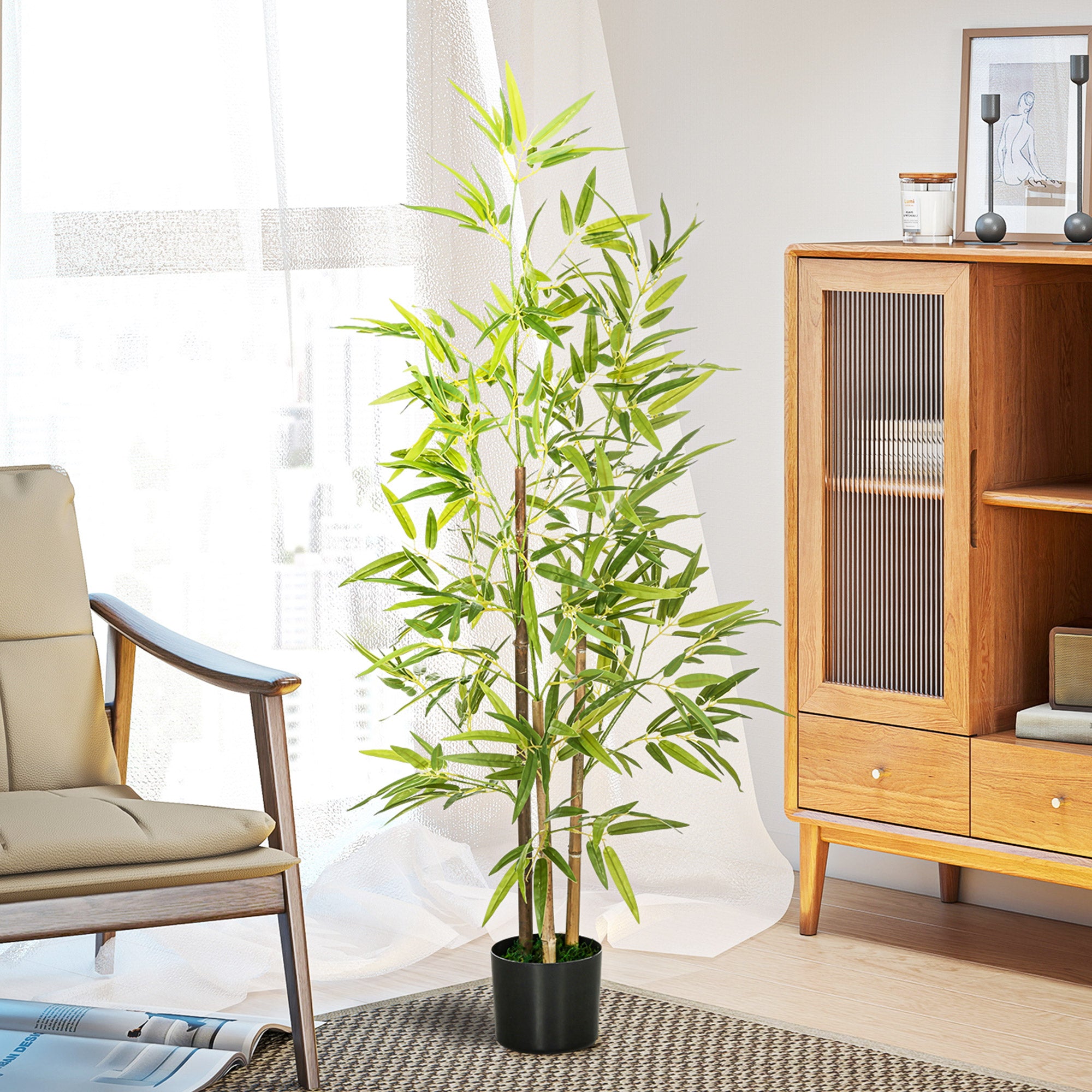 Artificial Bamboo Tree 120cm with Pot, Indoor Decoration, Very Realistic