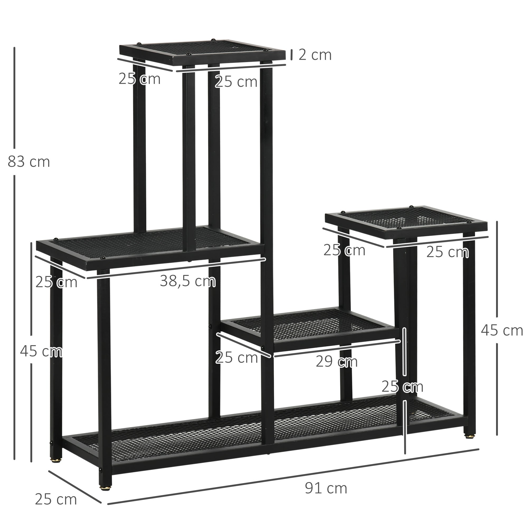 4-Tier Plant Stand, 83cm Tall Flower Stand for Indoor Outdoor, Metal Plant Stand, Multi-Layer Flower Rack, Pot Stand for Living Room, Garden Balcony Decor, Black