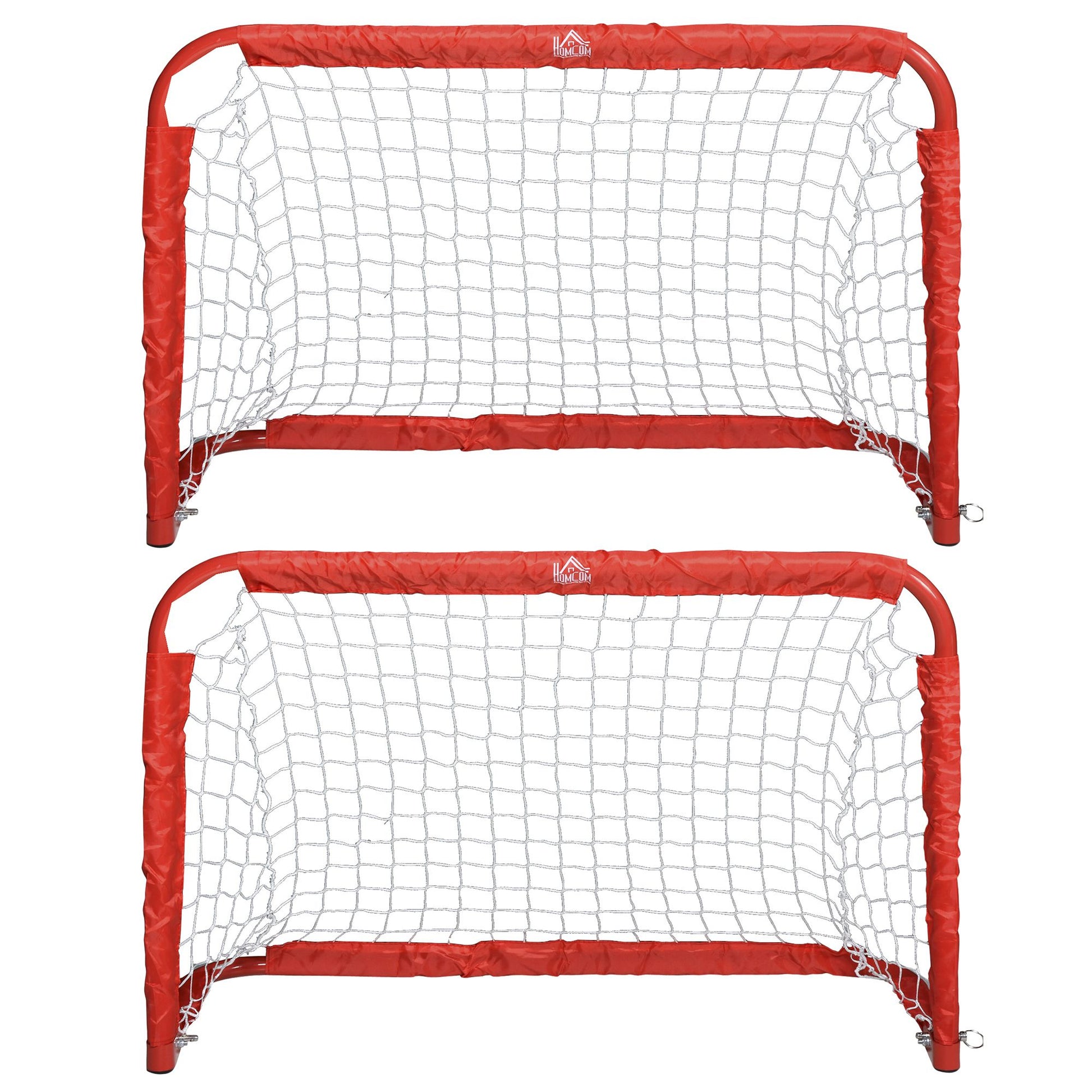 Foldable Soccer Goal 2-Piece Set with Metal Frame for Children and Adults, Garden, 90 x 36 x 60 cm, Red