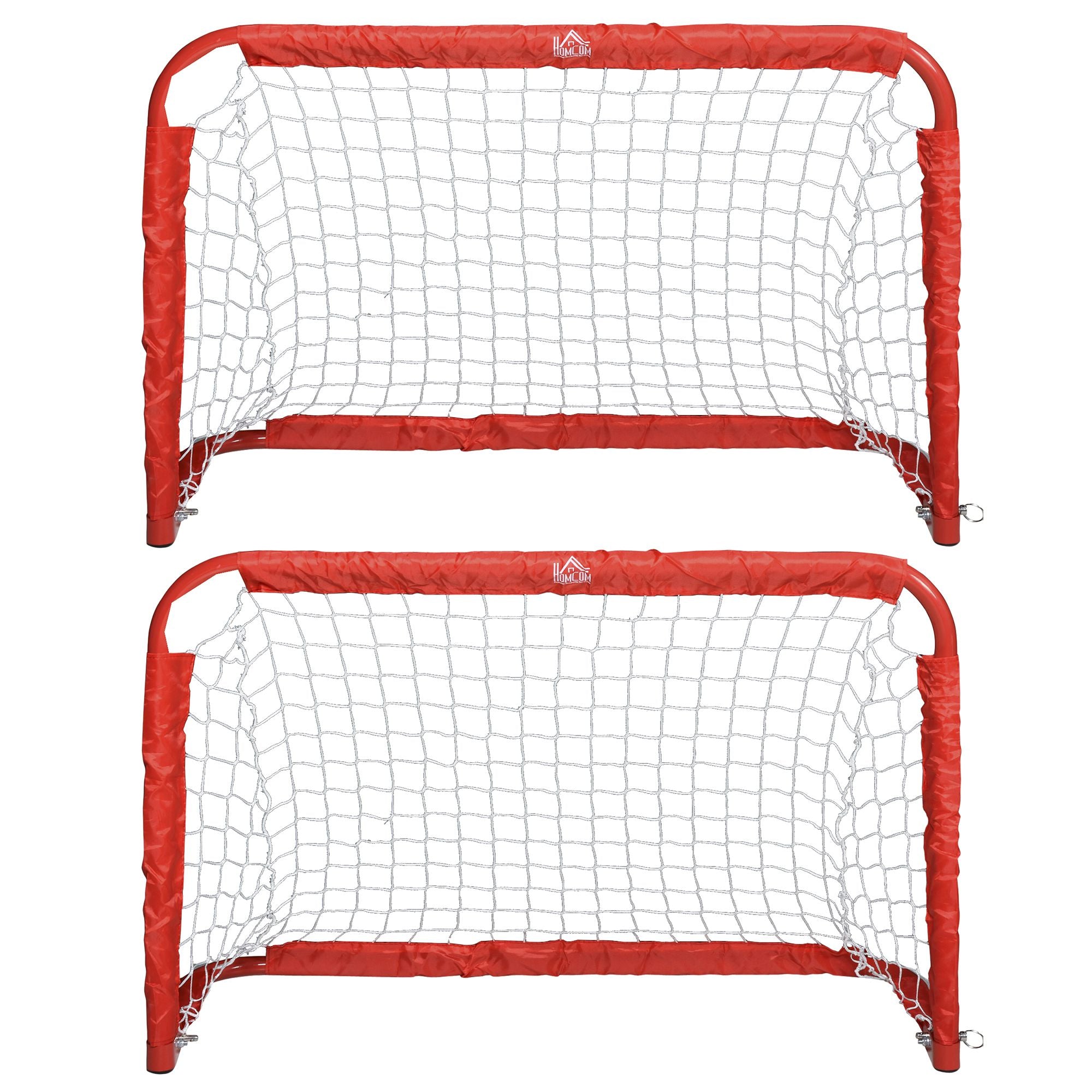 Foldable Soccer Goal 2-Piece Set with Metal Frame for Children and Adults, Garden, 90 x 36 x 60 cm, Red