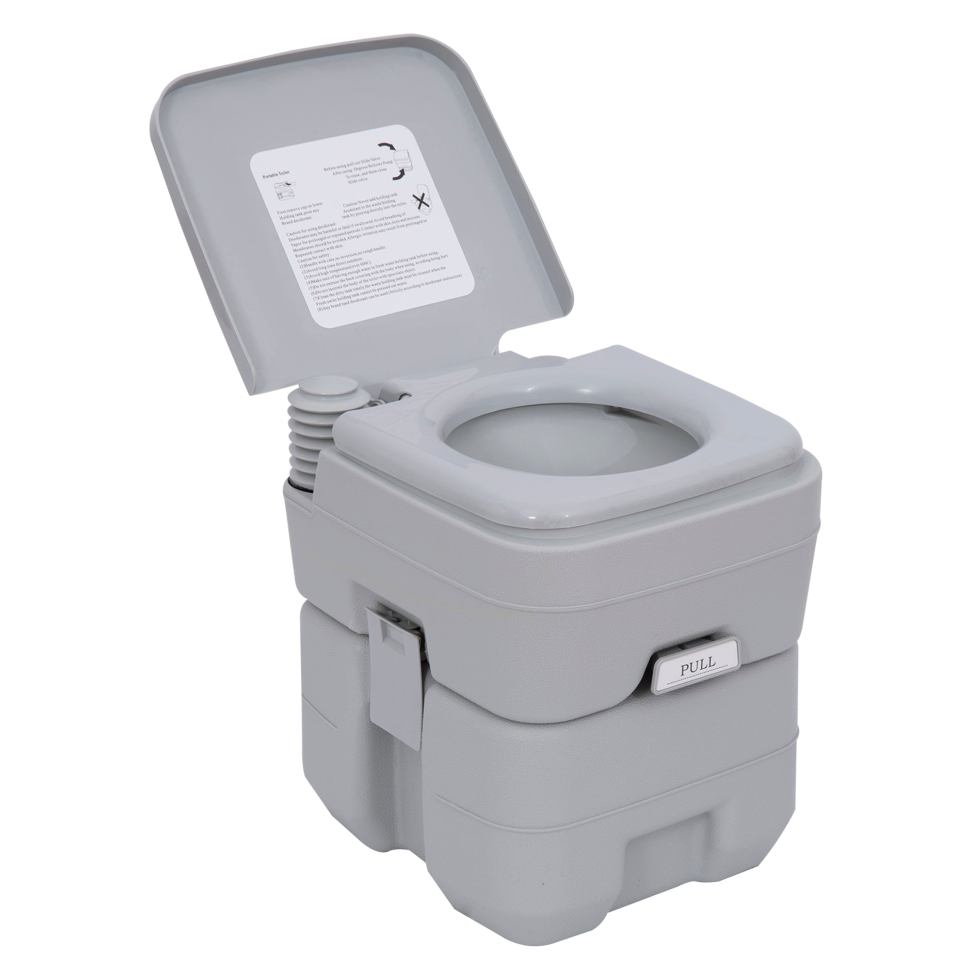 Camping Toilet, 20 L Portable WC, Camping WC with Flush and Waste Tank, Dry Toilet for Camping, Hiking, Traveling, Fishing, Plastic, Gray