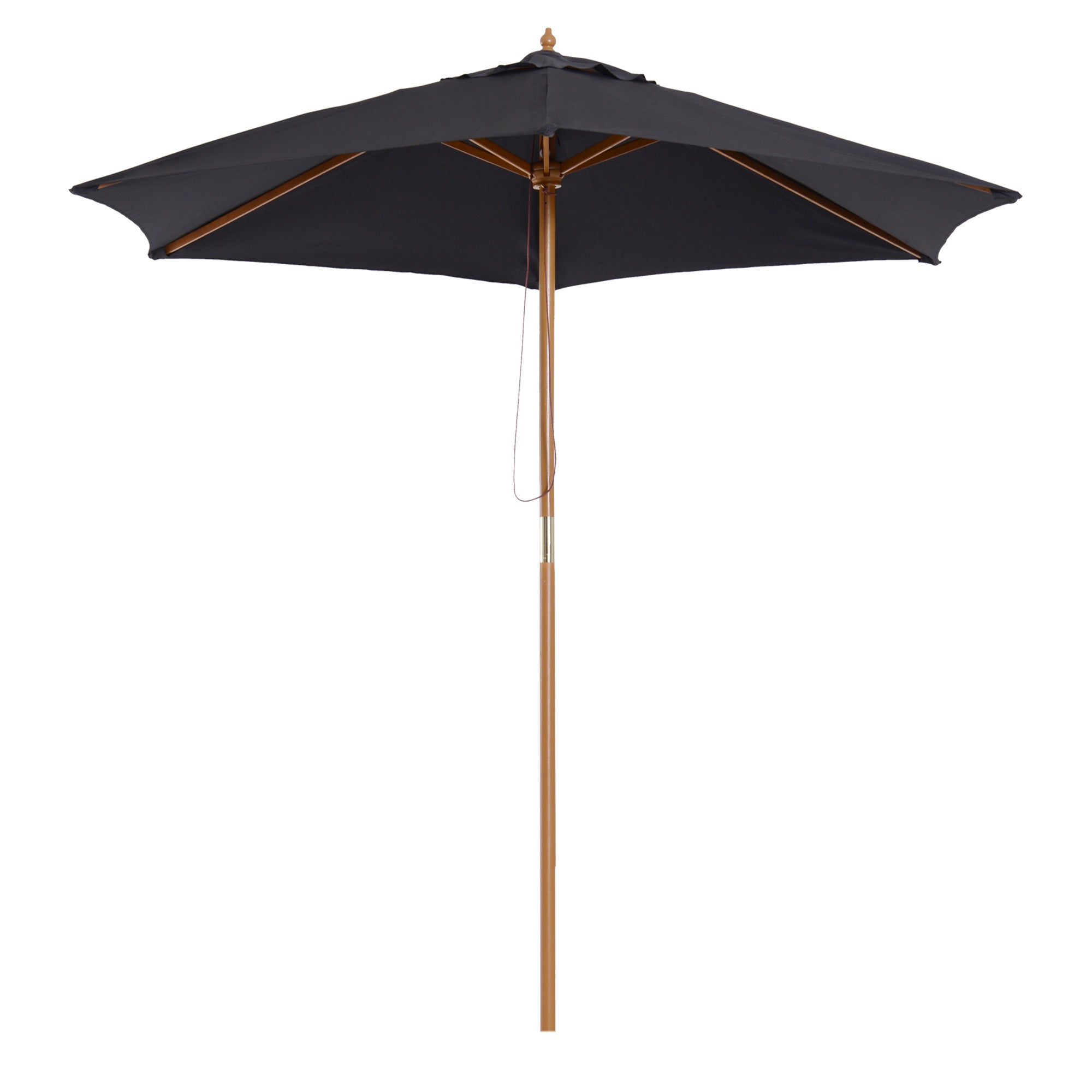 Outdoor Garden Umbrella Double Top Hexagonal Large Size Garden Ø 2.5 x 2.3H m Black Bamboo Wood