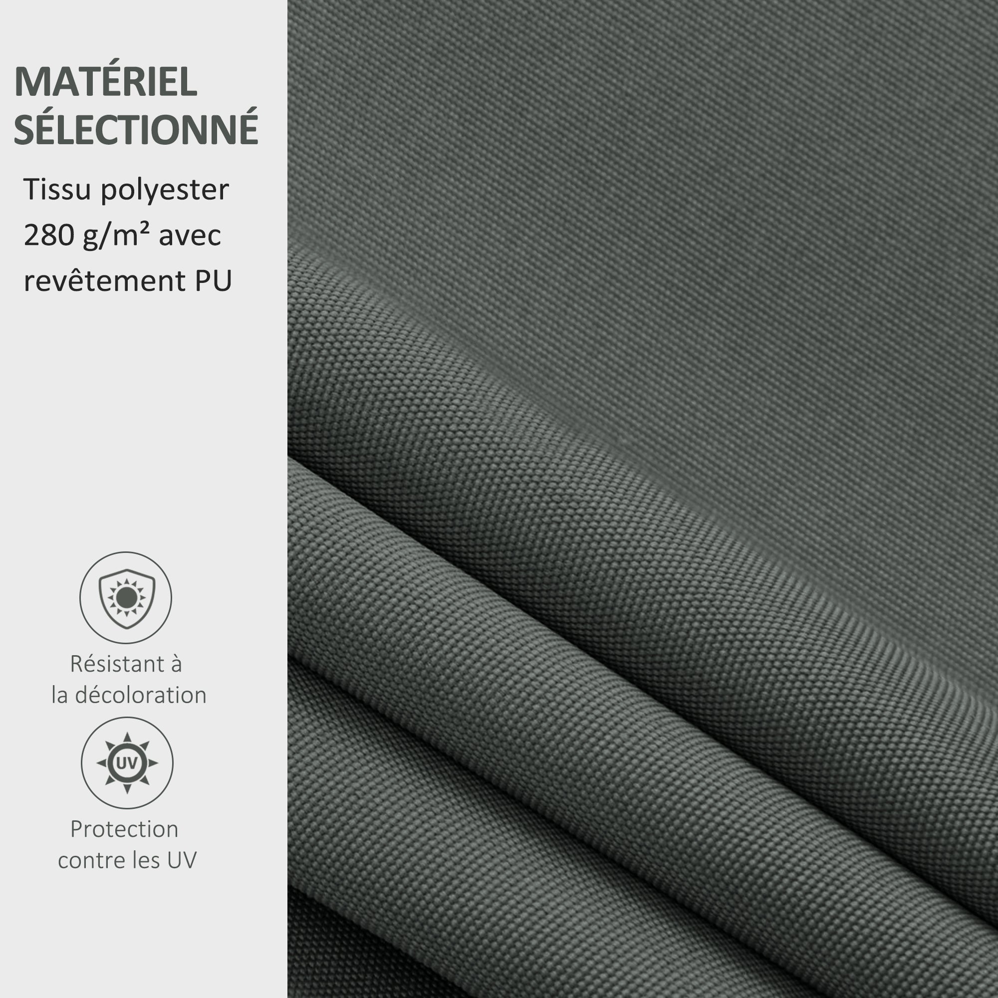 Replacement Canvas for Awning - Soft Wave Valance - High Density 280 g/m² Anti-UV Polyester in Gray 3.82L x 2.4W (projection) m