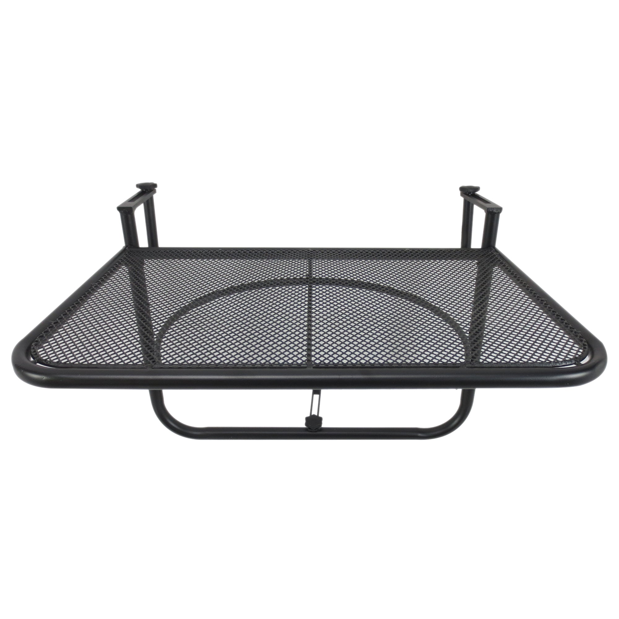 Balcony Hanging Table 3-Step Height Adjustable Hanging Table Made of Metal Weatherproof Balcony Table Side Table for Balcony Railing Terrace Railing Table for Hanging 60 x 56.5 cm, Black