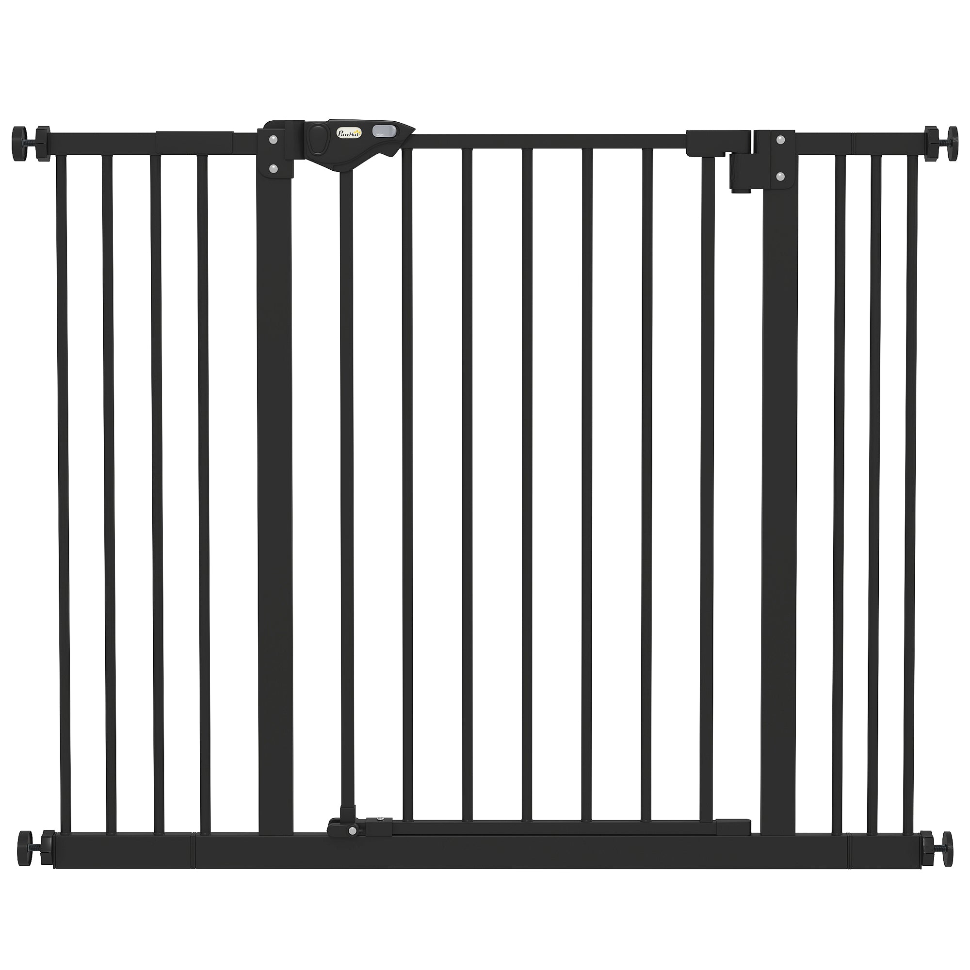 Dog and Pet Gate 2 Extensions Adjustable Width Up to 100 cm with Automatic Closure, Black