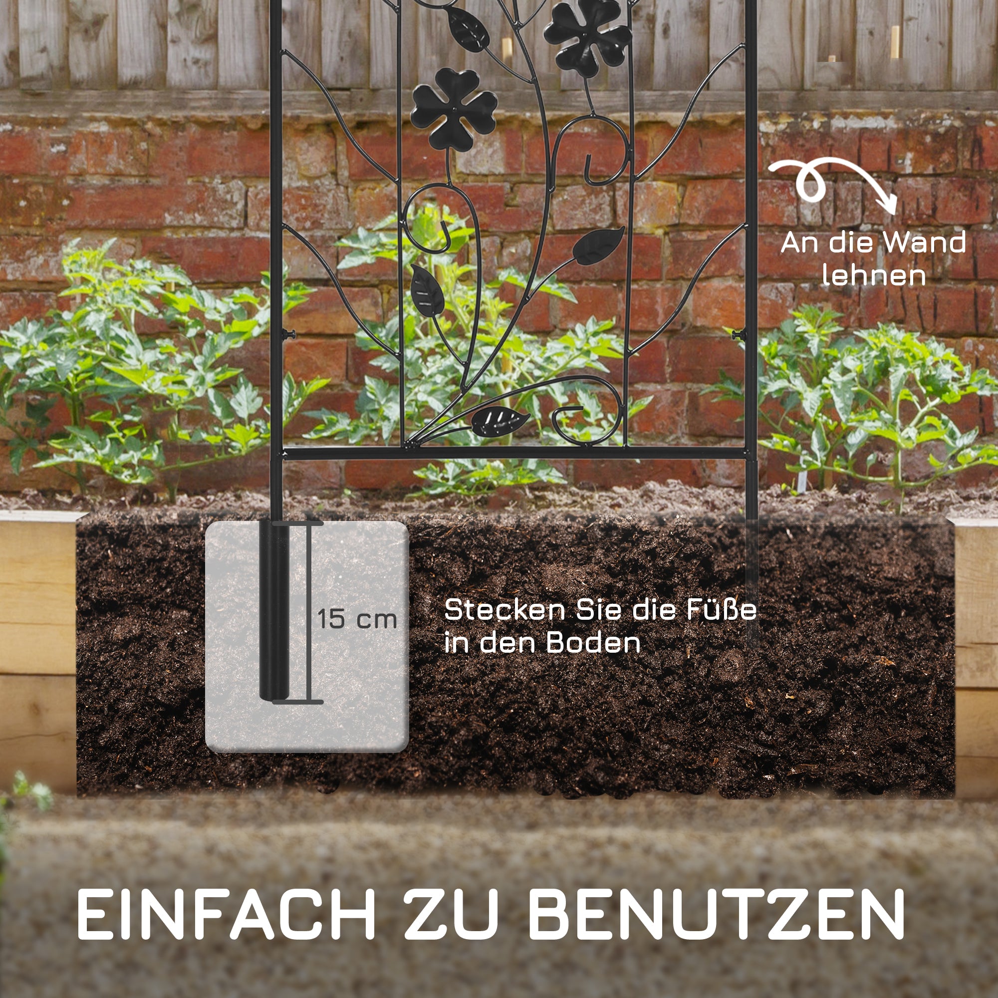 Metal Trellis 2-Piece Set for Climbing Plants Trellis 38 x 98 cm Garden Trellis for Indoor Plants Plant Trellis for Flowers Climbing Plants Black