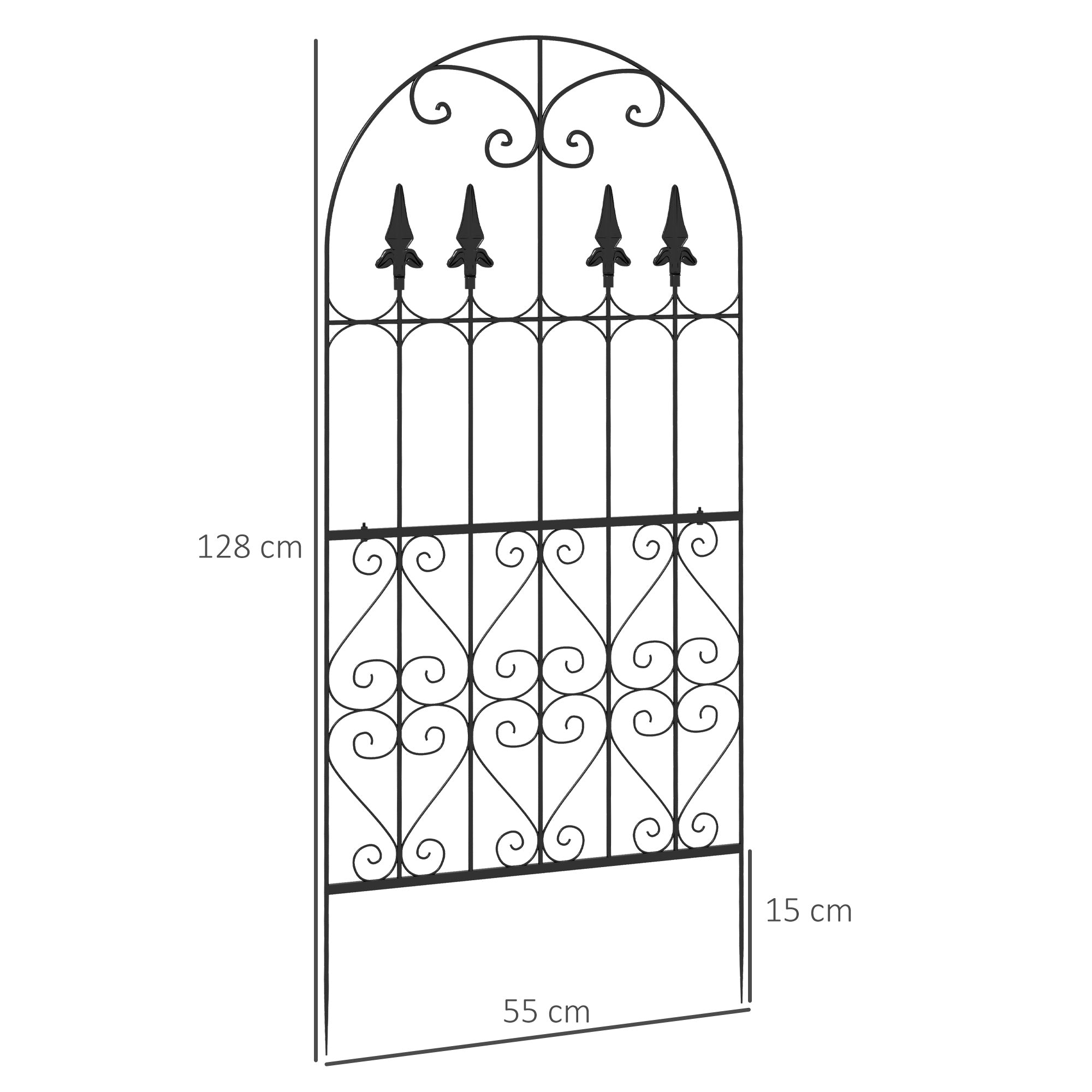 Set of 2 Garden Trellises Supports for Climbing Plants with Steel Frame for Patio Terrace Outdoor Decoration 55x128 cm Black