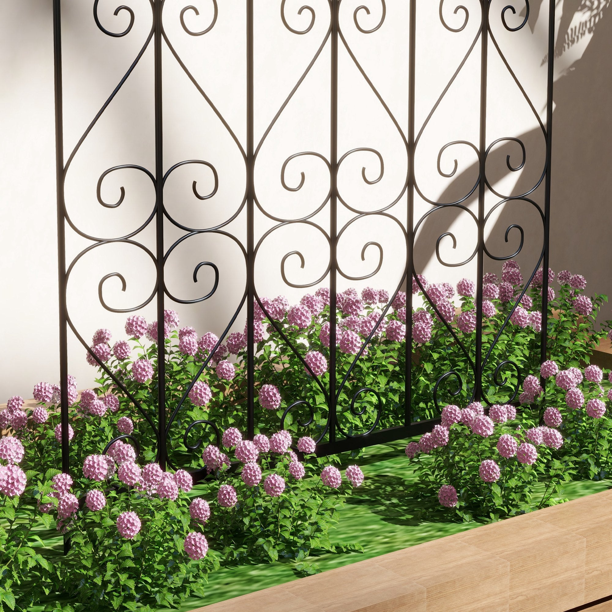 Set of 2 Garden Trellises Supports for Climbing Plants with Steel Frame for Patio Terrace Outdoor Decoration 55x128 cm Black