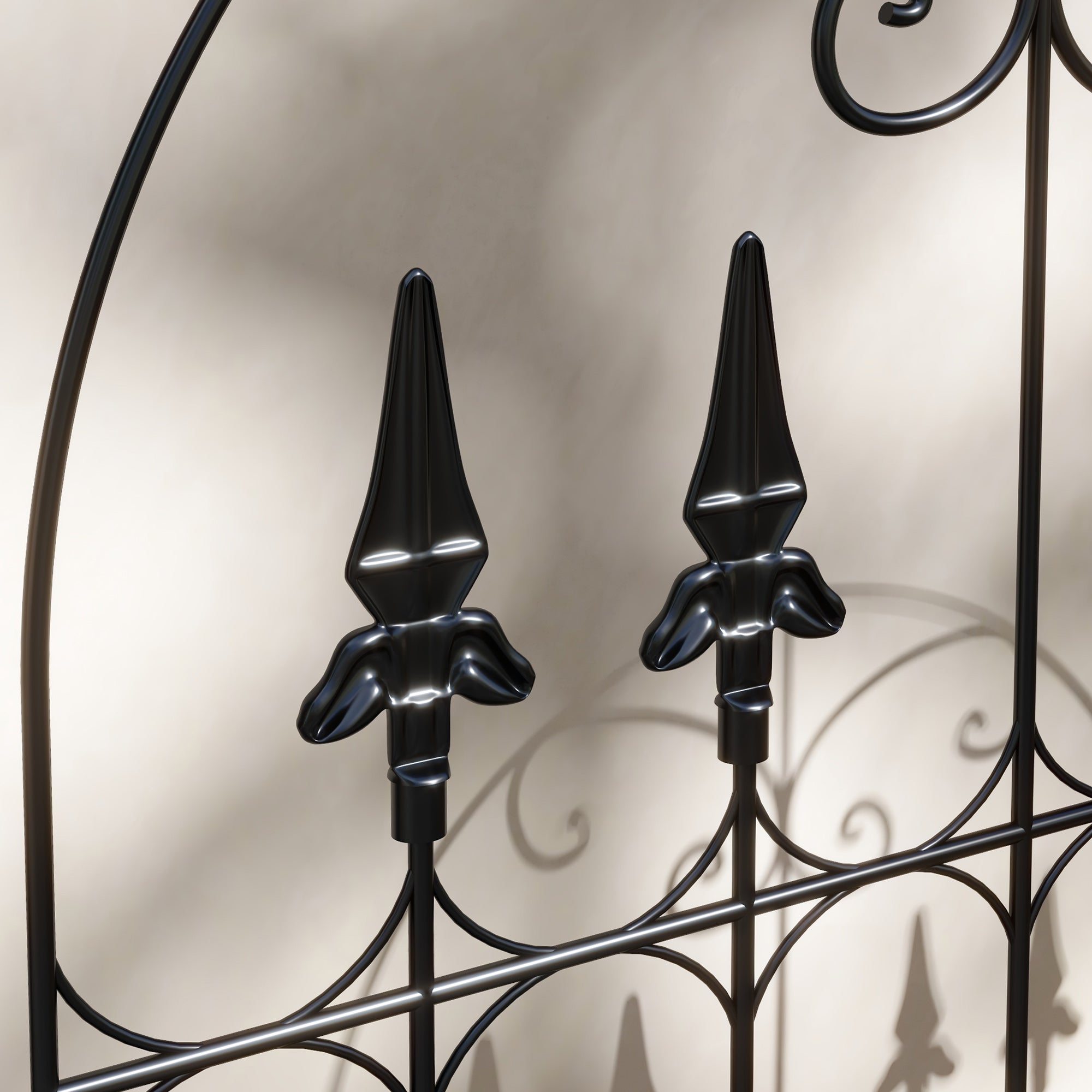 Set of 2 Garden Trellises Supports for Climbing Plants with Steel Frame for Patio Terrace Outdoor Decoration 55x128 cm Black