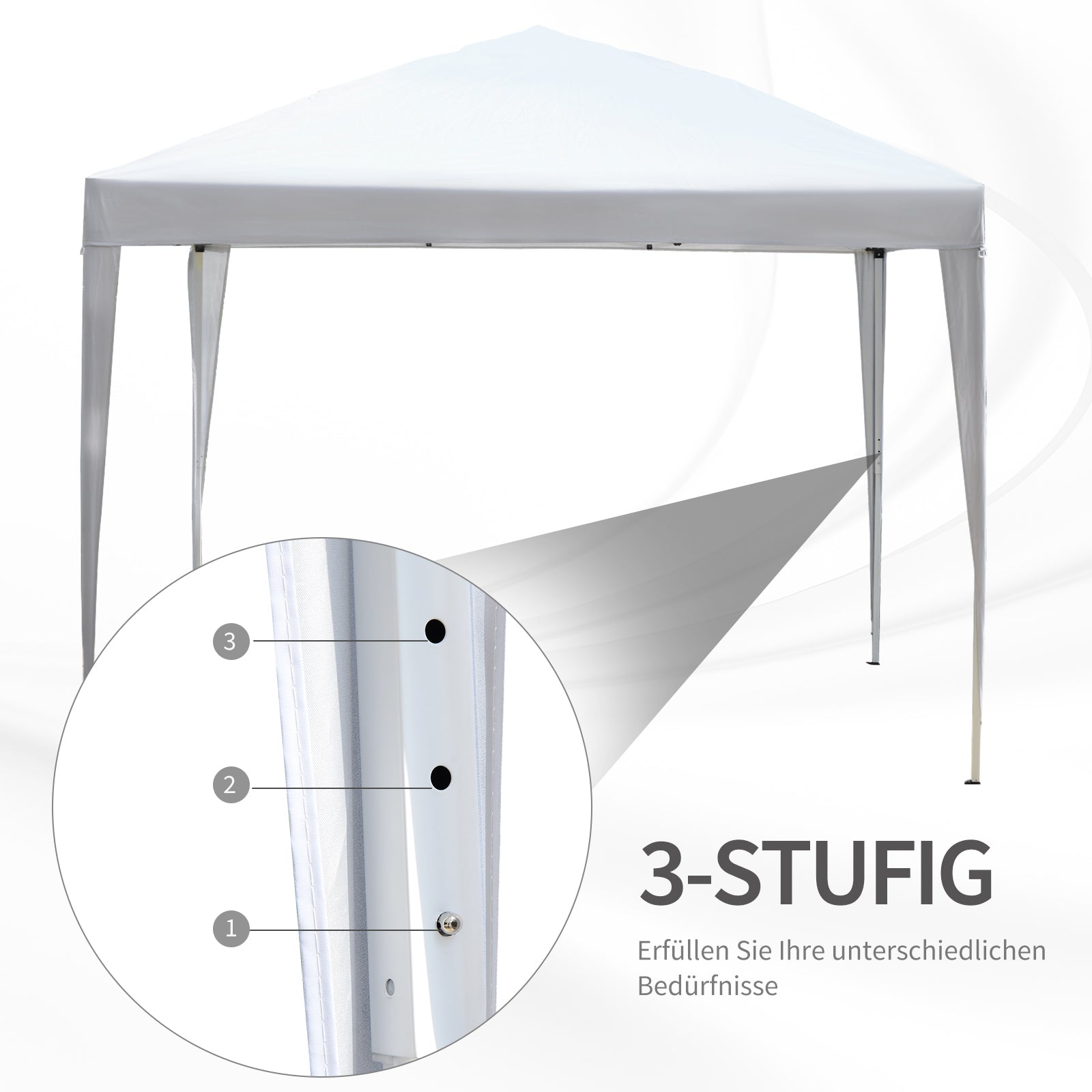 Pavilion approx. 3x3m, water-repellent Stable Winterproof Pop-up Folding Pavilion, UV Protection, Foldable Party Tent Garden Tent with Bag, Garden Pavilion for Camping Garden, White