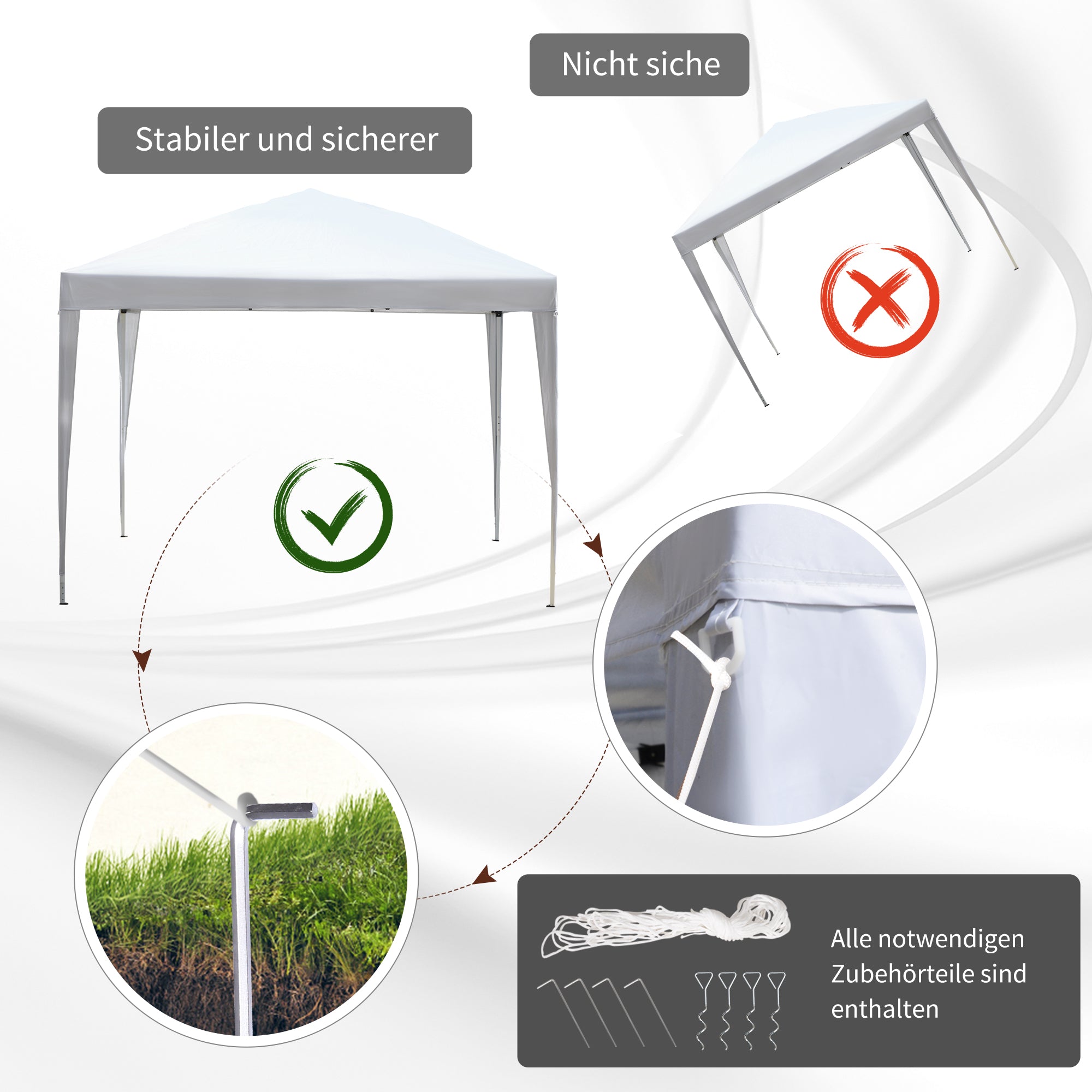 Pavilion approx. 3x3m, water-repellent Stable Winterproof Pop-up Folding Pavilion, UV Protection, Foldable Party Tent Garden Tent with Bag, Garden Pavilion for Camping Garden, White