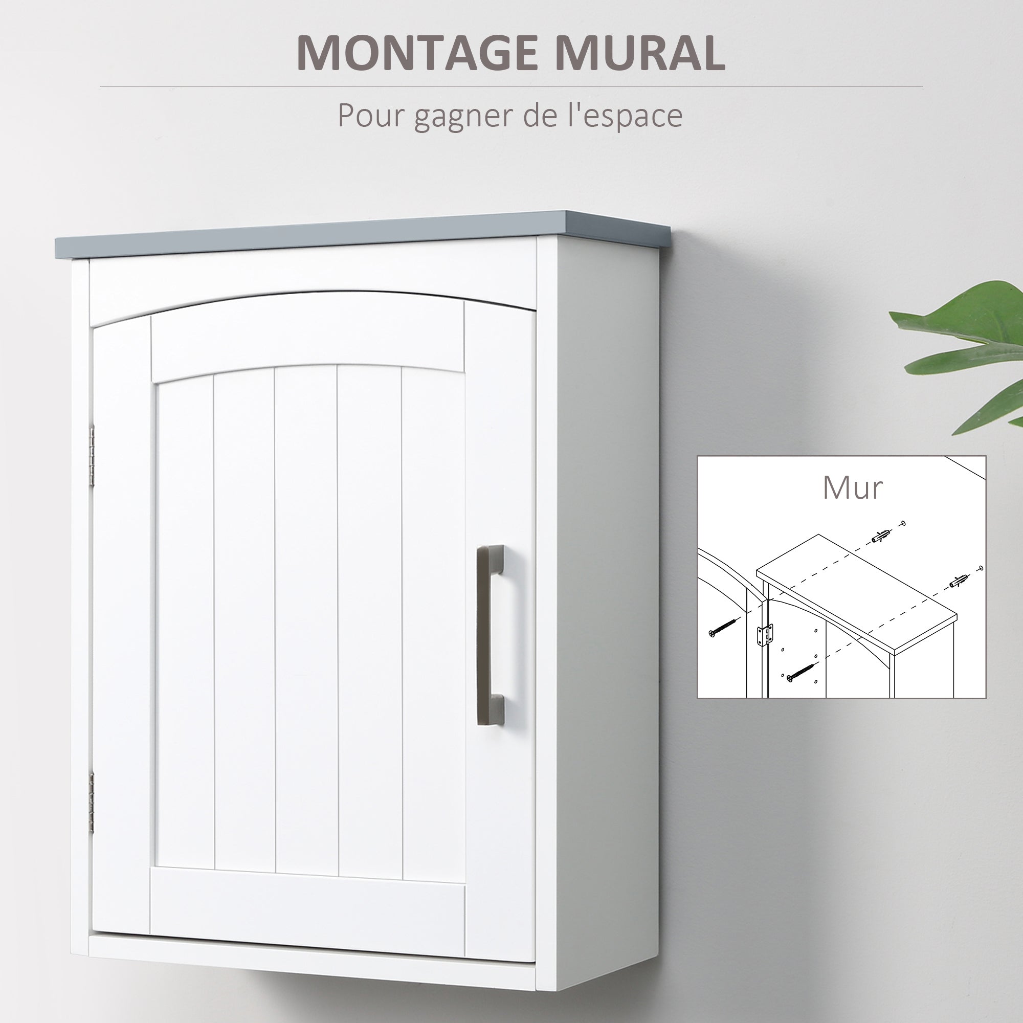 Suspended Toilet Cabinet Wall-mounted Medicine Cabinet Bathroom Storage Cabinet with Door and Adjustable Shelf - 41 x 18.5 x 52 cm - MDF - White