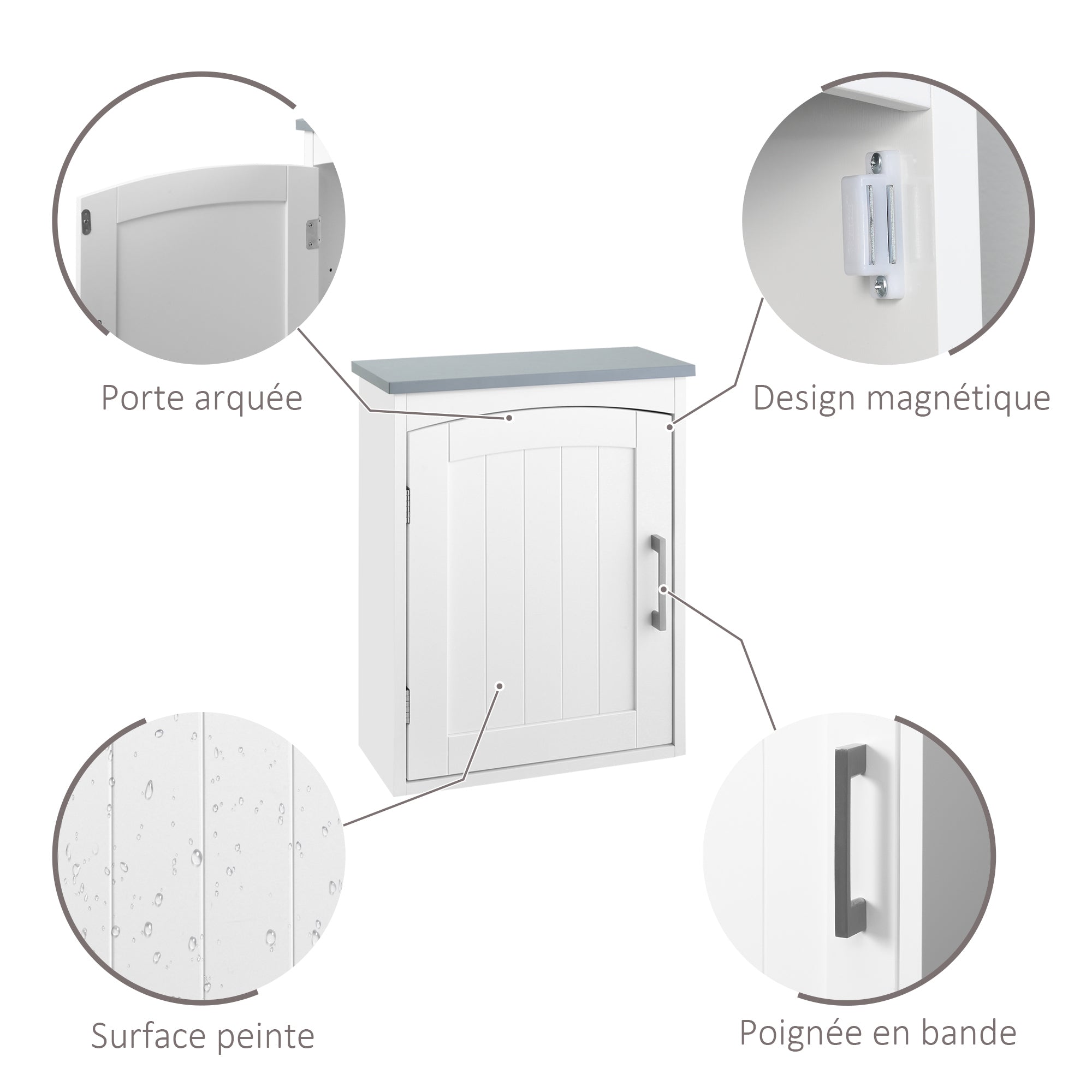 Suspended Toilet Cabinet Wall-mounted Medicine Cabinet Bathroom Storage Cabinet with Door and Adjustable Shelf - 41 x 18.5 x 52 cm - MDF - White
