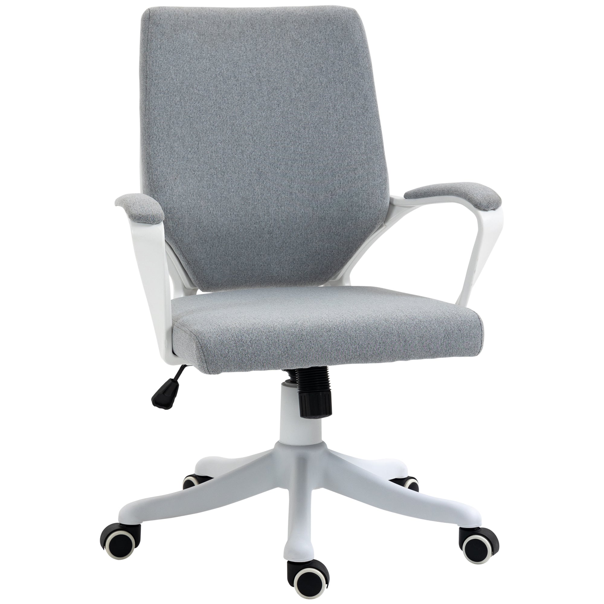 Swivel Office Chair, Tilt Desk Chair with Armrests and Adjustable Height for Bedroom Living Room, Load Capacity 120 kg, 62x69x92-100 cm Green Gray