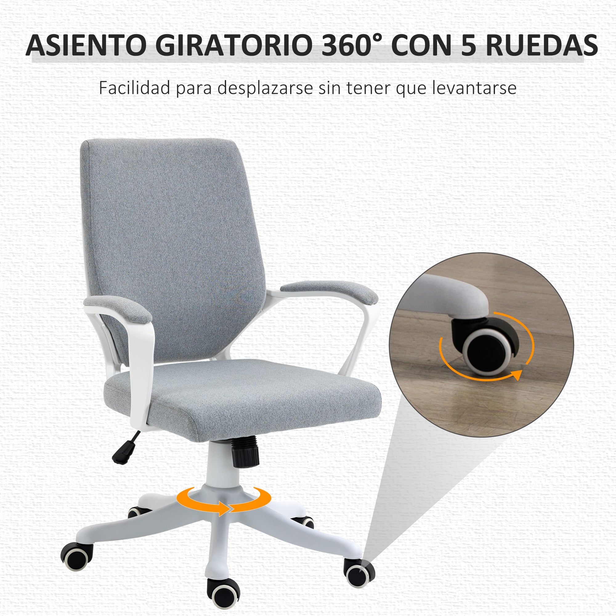 Swivel Office Chair, Tilt Desk Chair with Armrests and Adjustable Height for Bedroom Living Room, Load Capacity 120 kg, 62x69x92-100 cm Green Gray