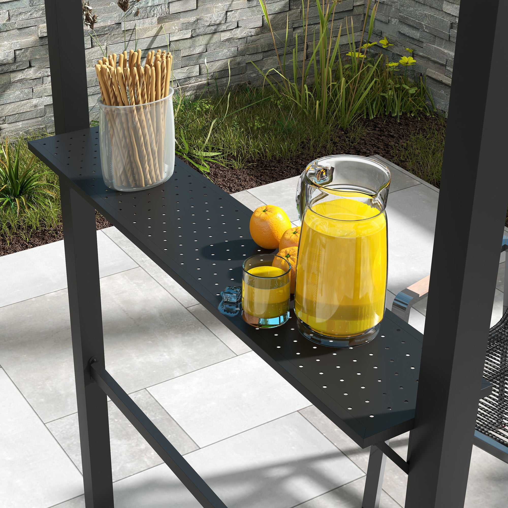 1.1 x 2.3m BBQ Grill Gazebo with Hooks, Grill Canopy Weatherproof Garden Gazebo with Polyester Roof, 2 Side Shelves, for Grills up to 100 cm, Steel, Khaki