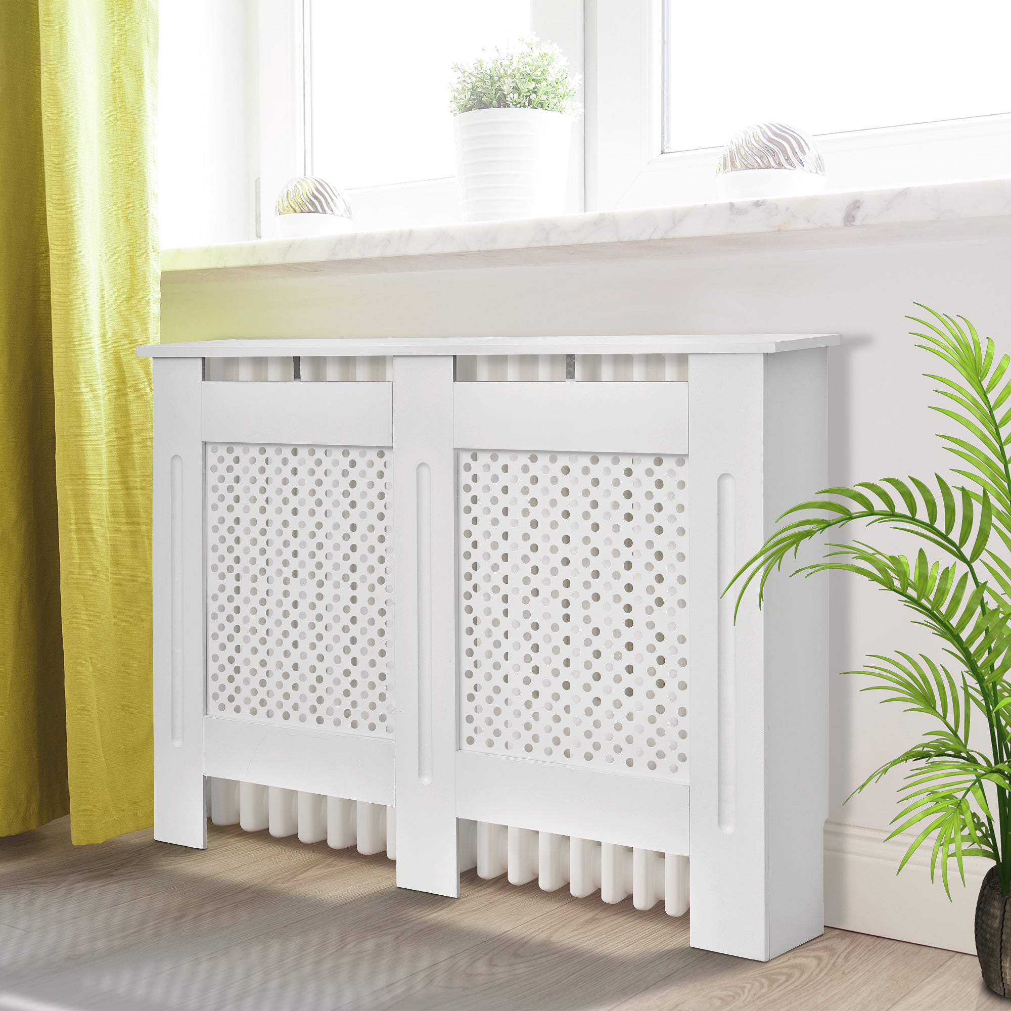 Radiator Cover Radiator Cabinet Wall Shelf for Radiator Modern Design MDF 111.5x19x82 cm