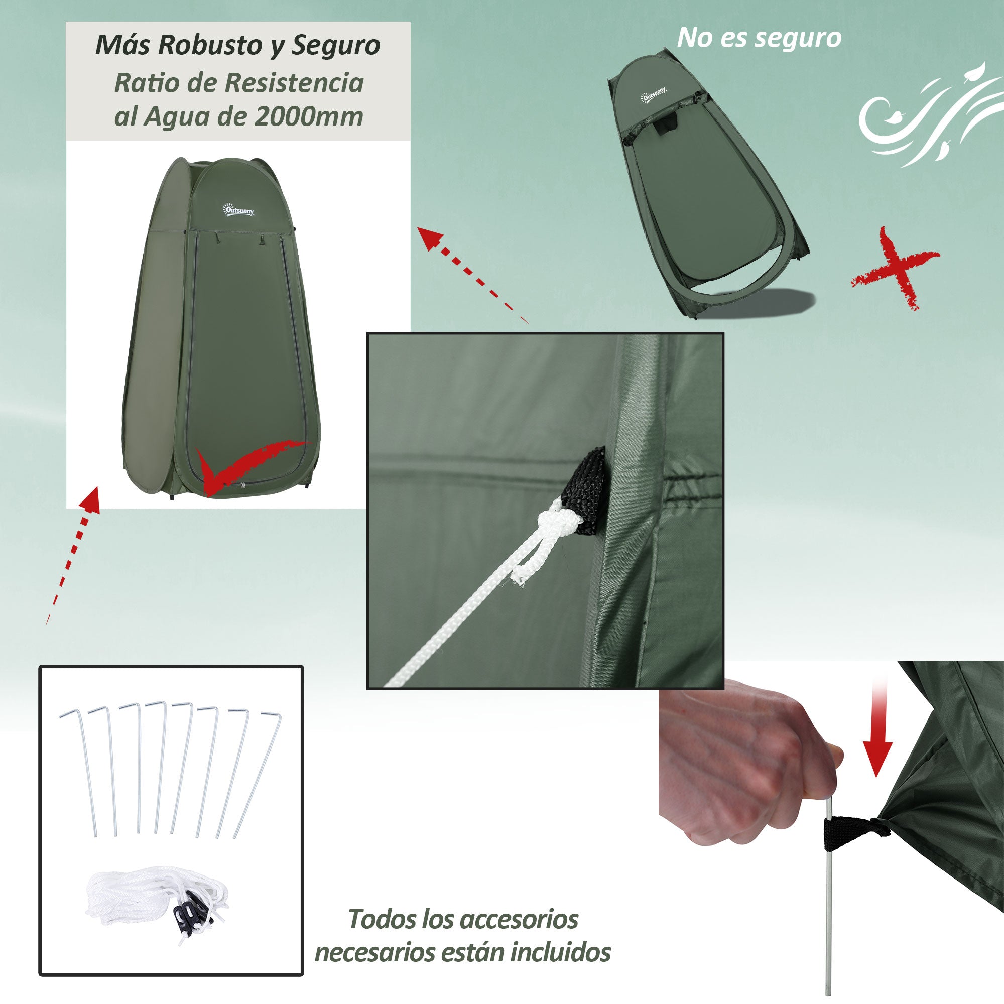 Pop Up Shower Tent Instant Camping Tent with UV Protection Waterproof Roof and Handle for Camping Cycling Bathroom Shower Beach 100x100x185 cm Green