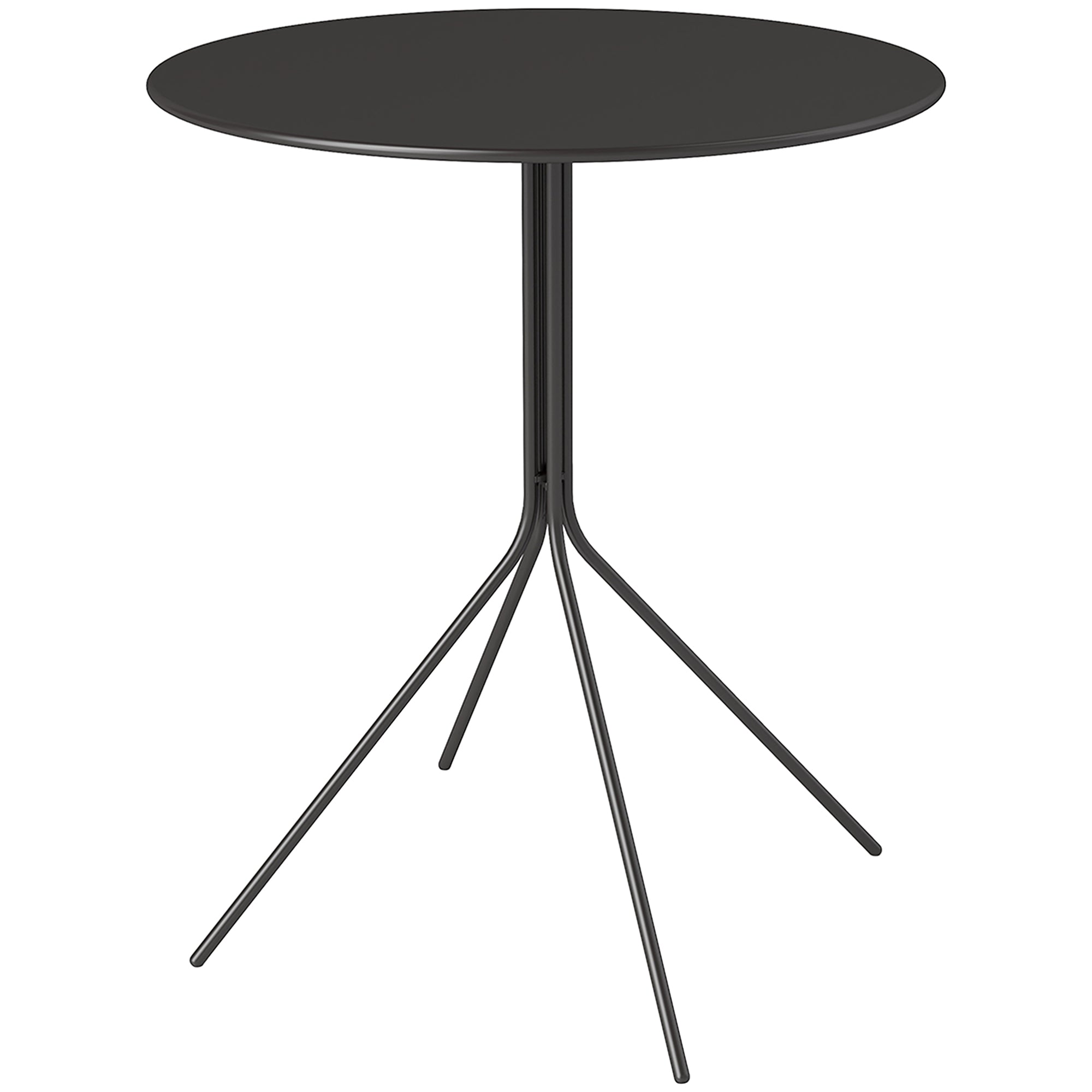 Folding Garden Table Ø60 x 71 cm, Weather-resistant Steel Patio Table, Round Side Table with Foot Pads, Outdoor Dining Table, Camping Table, Patio Table for Garden Terrace Balcony Black