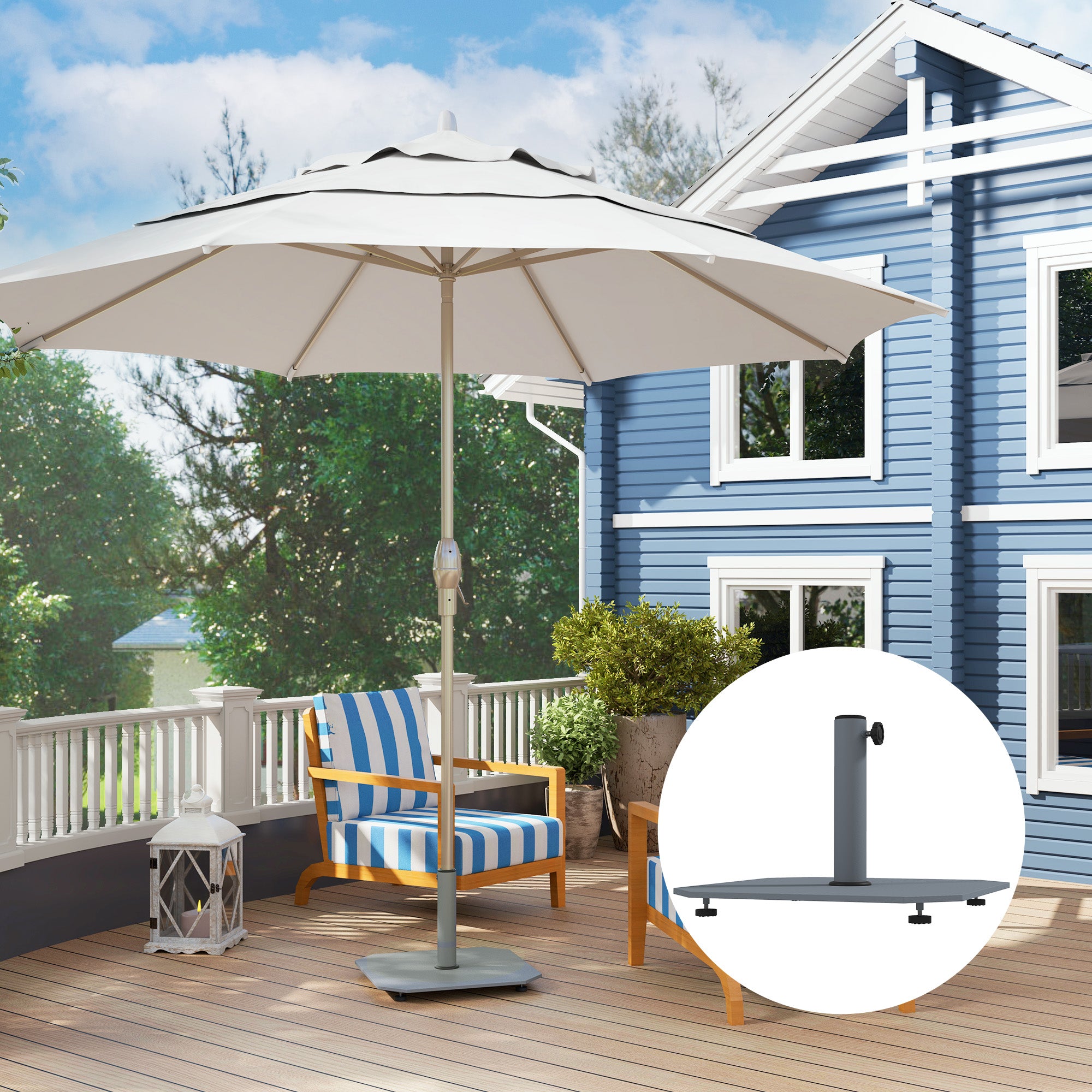 Metal Umbrella Stand 18.5 kg Umbrella Base, Square Umbrella Holder, Umbrella Weight, Stand for Umbrella 32/38/48mm Pole Diameter, for Balcony, Terrace, Gray