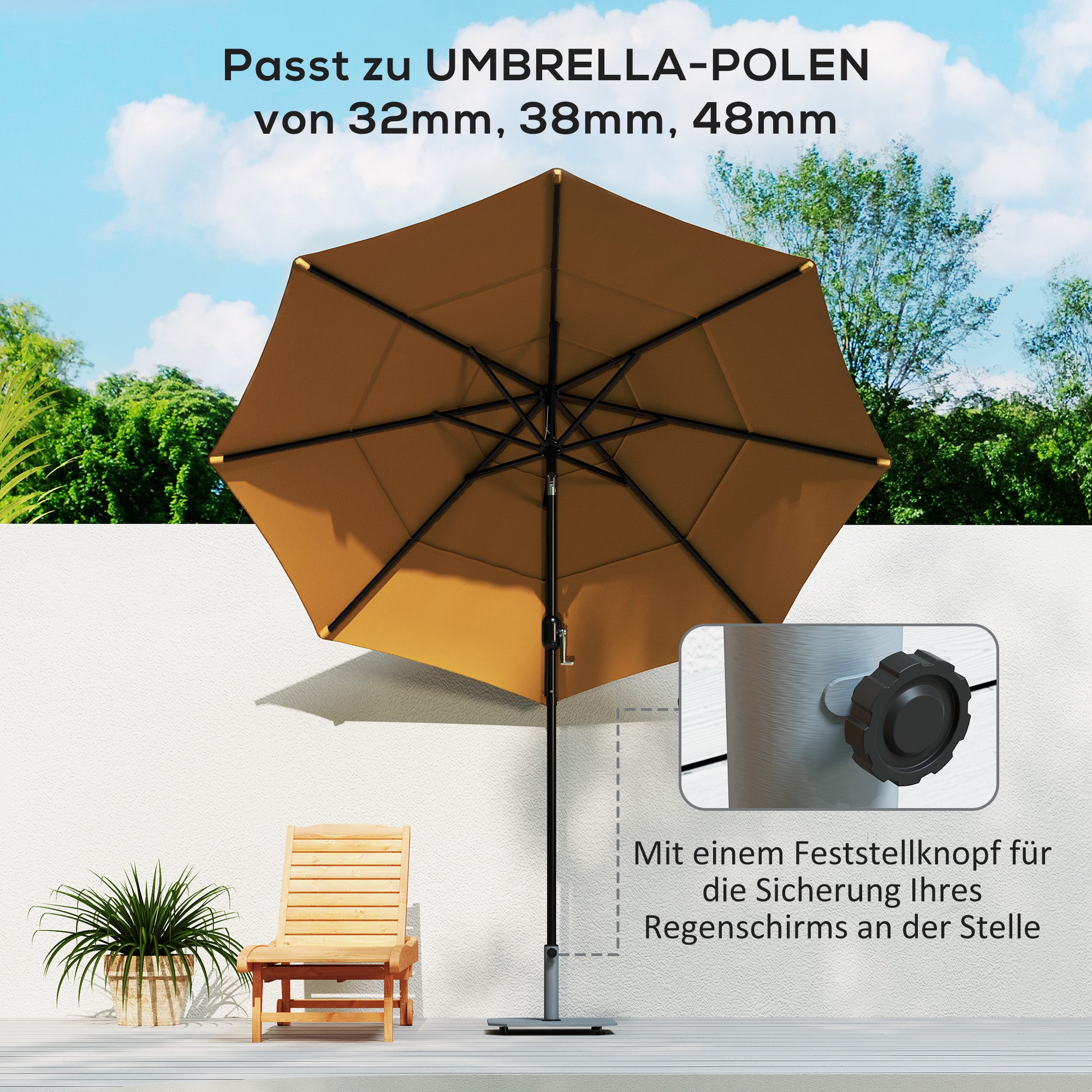 Metal Umbrella Stand 18.5 kg Umbrella Base, Square Umbrella Holder, Umbrella Weight, Stand for Umbrella 32/38/48mm Pole Diameter, for Balcony, Terrace, Gray