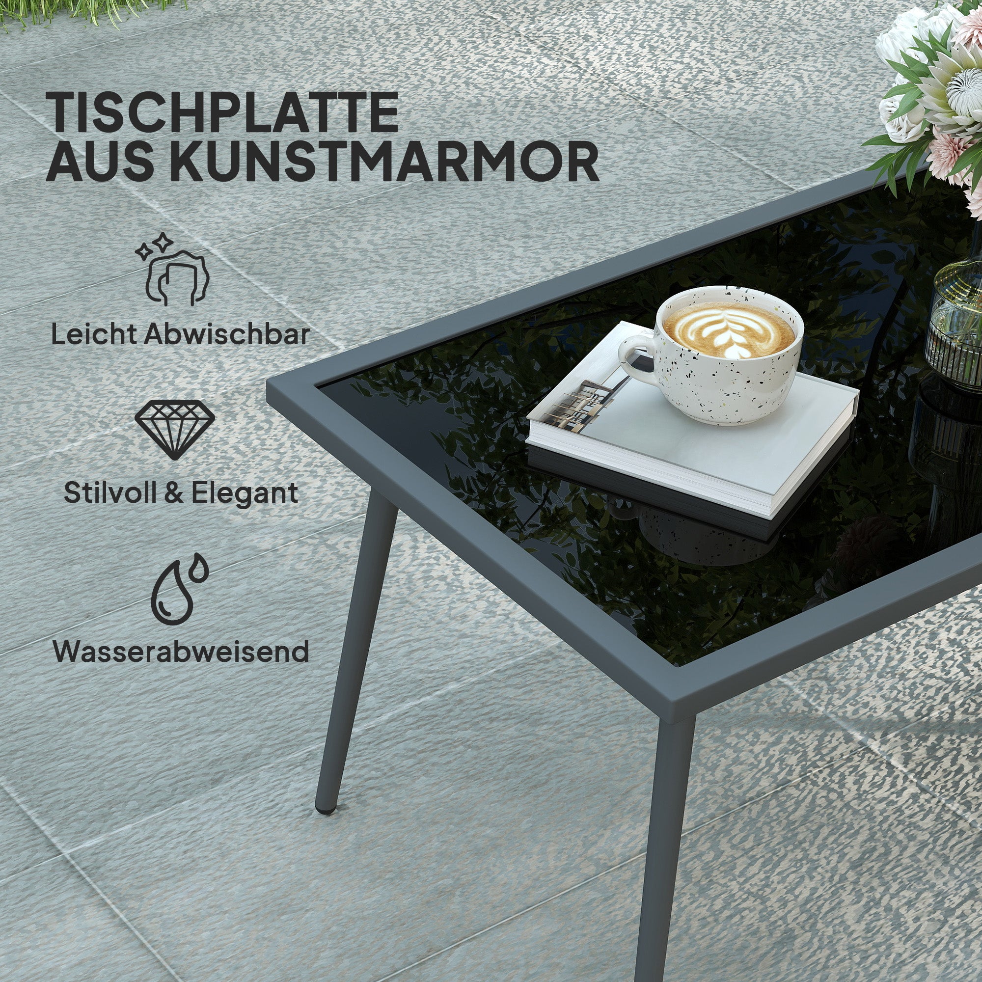 Garden Furniture Set 4 Persons Weatherproof Balcony Furniture Set with 2-Seater Sofa, Chair Glass Table Seat Cushions Outdoor Seating Group Garden Furniture Garden Lounge for Garden Balcony Light Gray