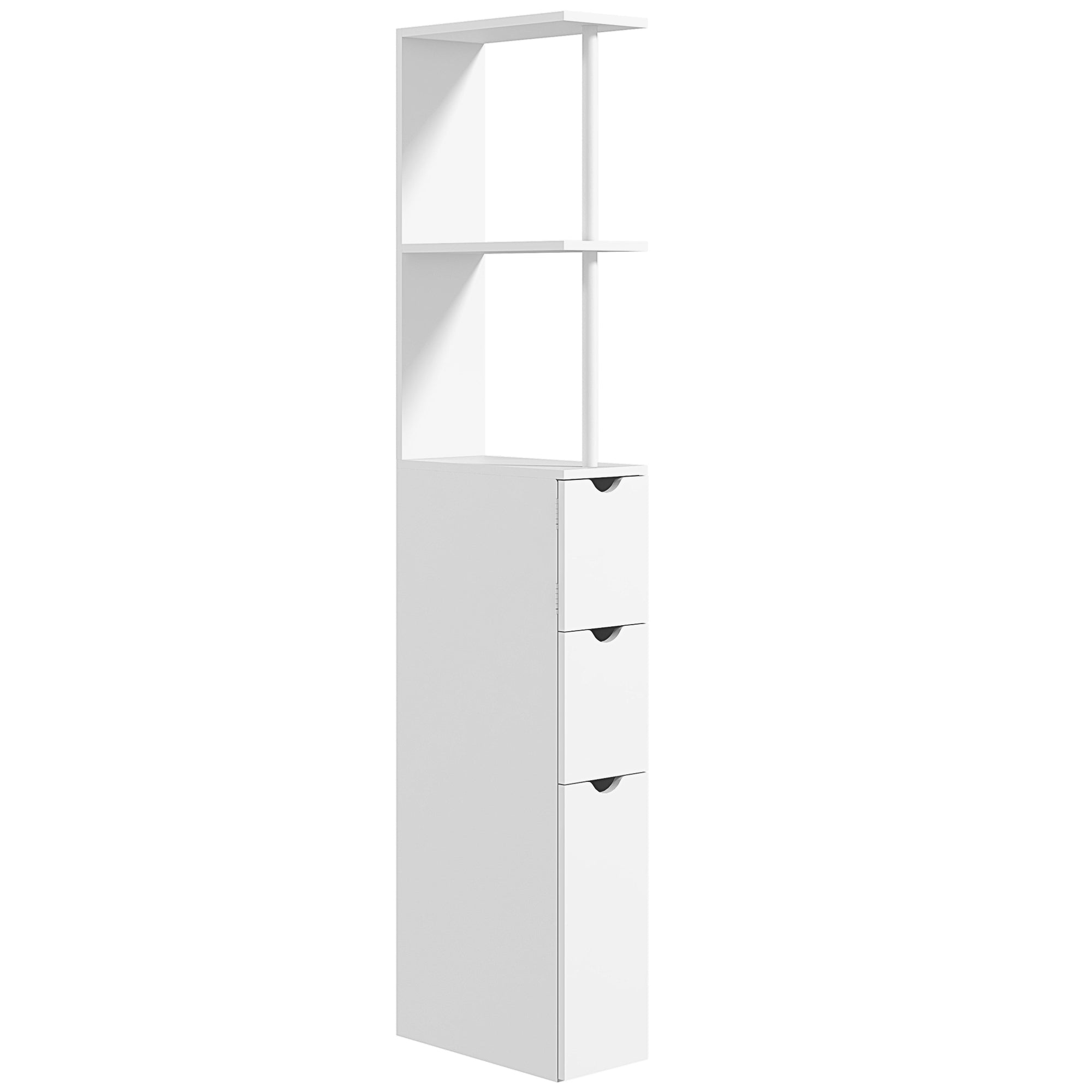 Bathroom Column Cabinet, Bathroom Cabinet, with Drawers, Open Shelves, Cupboard, 15 x 33 x 136.5 cm, White